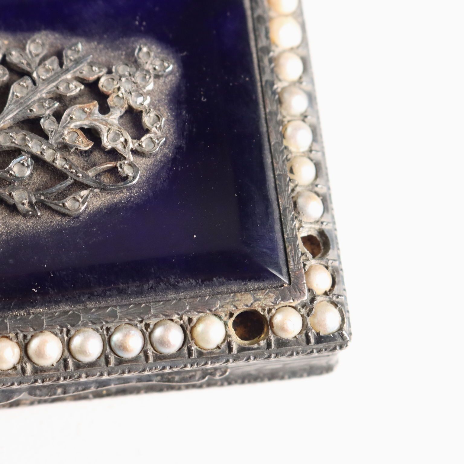 Antique Snuffbox Silver Glass Beads Italy Early XX Century photo 250.0
