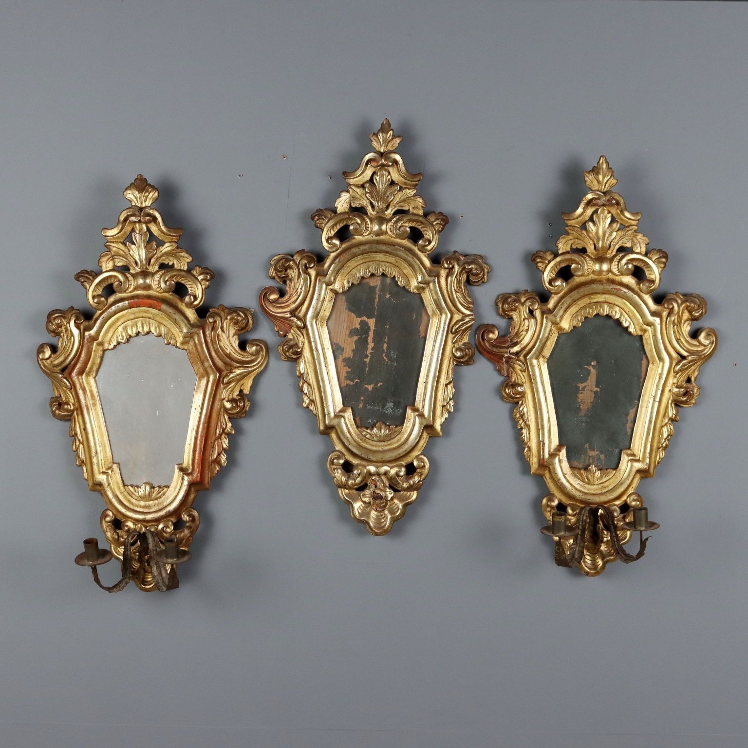 Small Antique Mirrors Gilded Wood Iron Italy XVIII Century