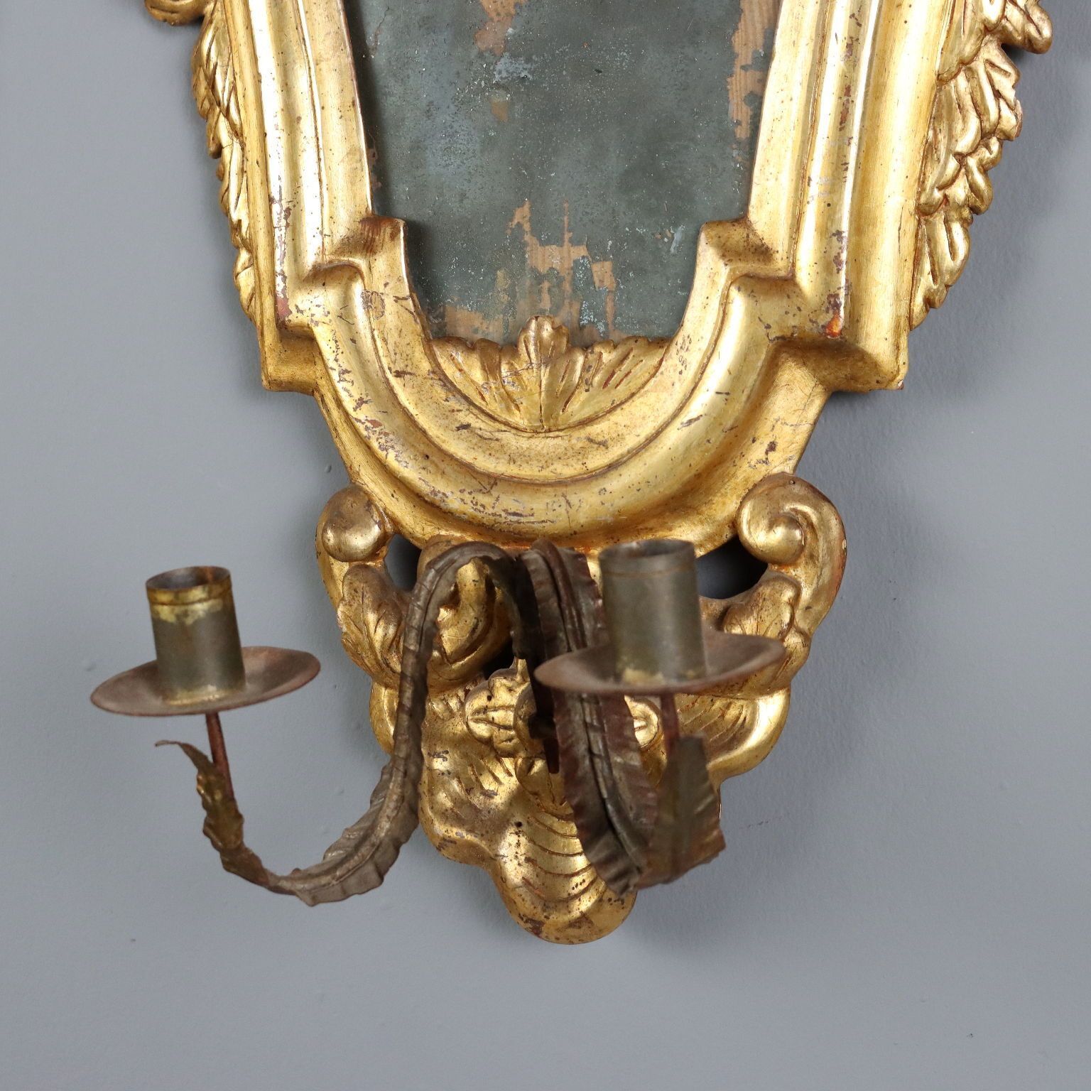 Small Antique Mirrors Gilded Wood Iron Italy XVIII Century photo vintage