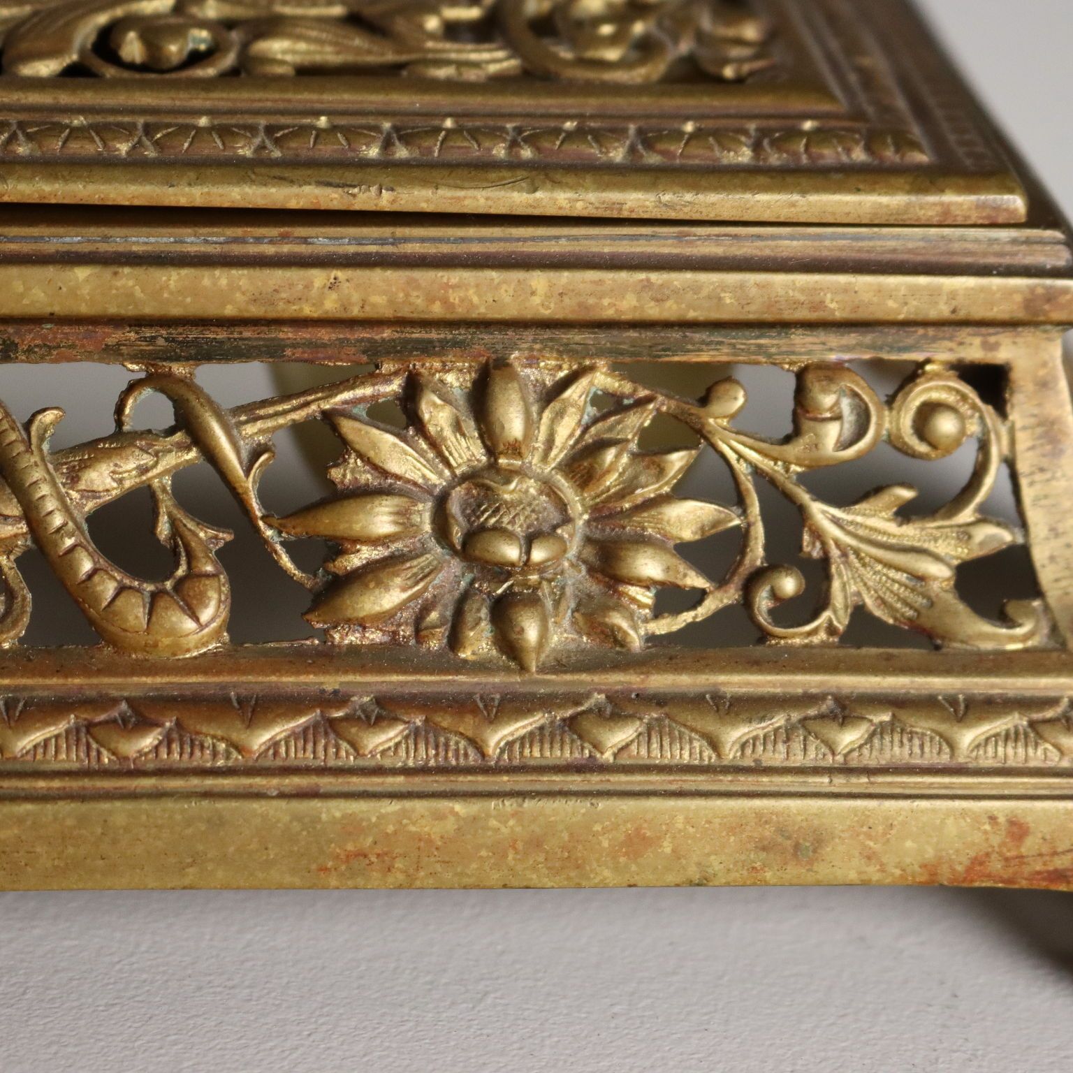 Antique Inkwell Carved Gilded Bronze Europe XIX XX Century photo Home Decor