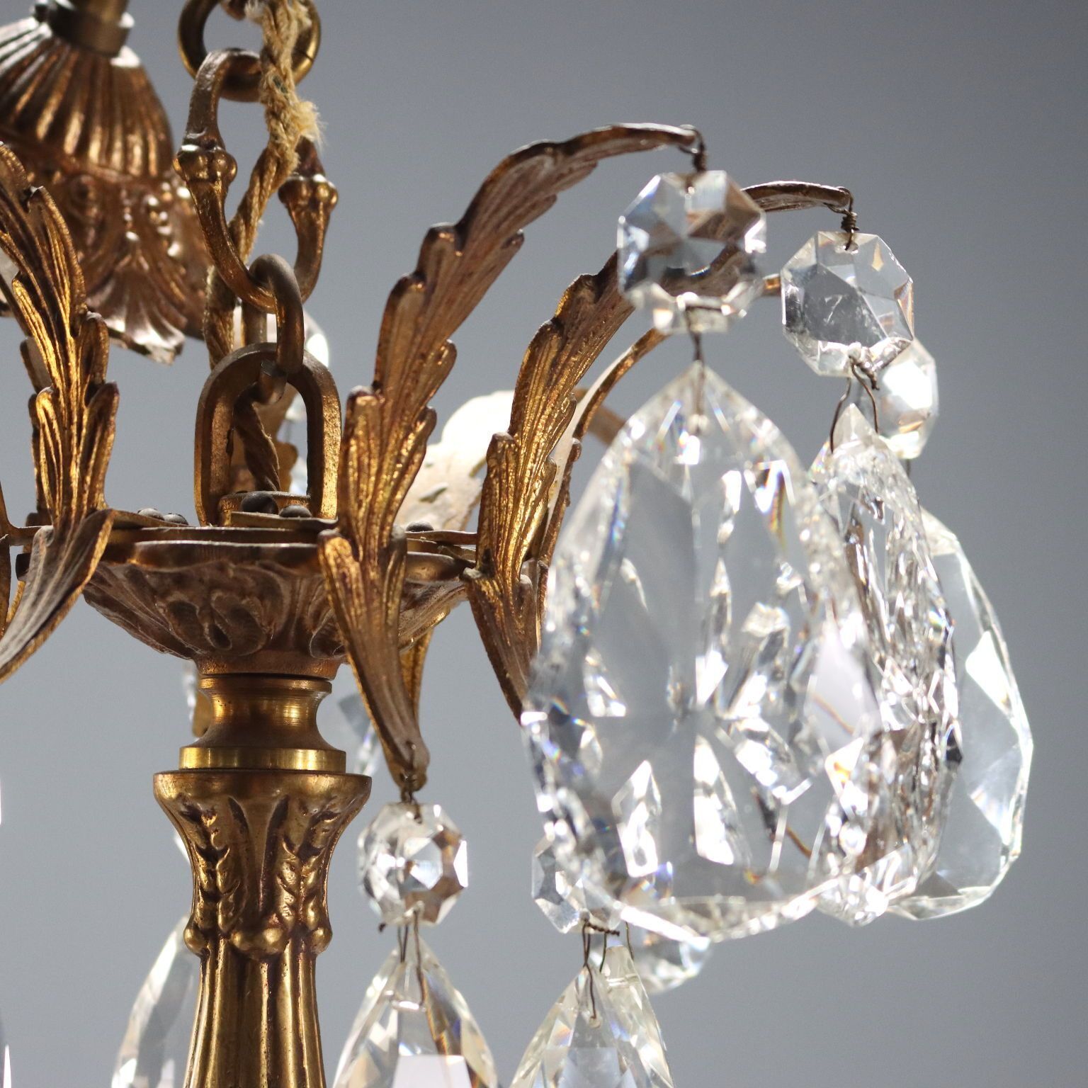 Antique Chandeliers Gilded Bronze Glass 12 Lights XX Century photo Lighting