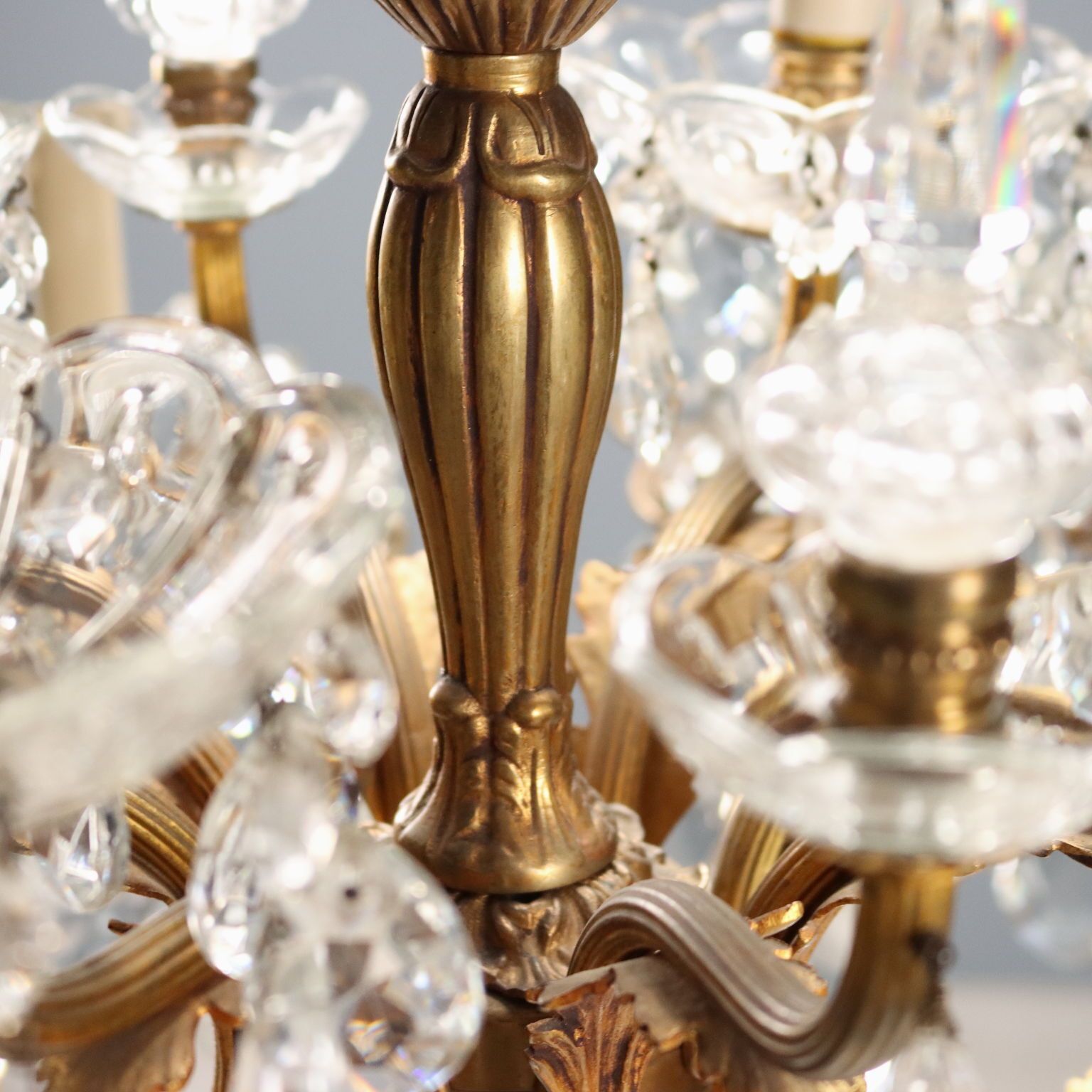 Antique Chandeliers Gilded Bronze Glass 12 Lights XX Century photo vinterior