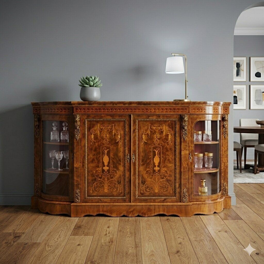 Antique Cabinet Walnut Burl Inlays United Kingdom XIX Century photo furniture