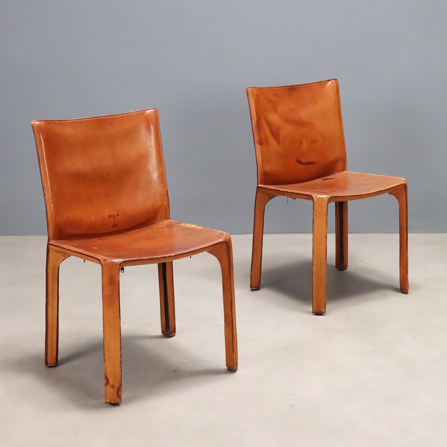 Cassina Cab 412 Chairs Design Mario Bellini Leather Italy 1980s