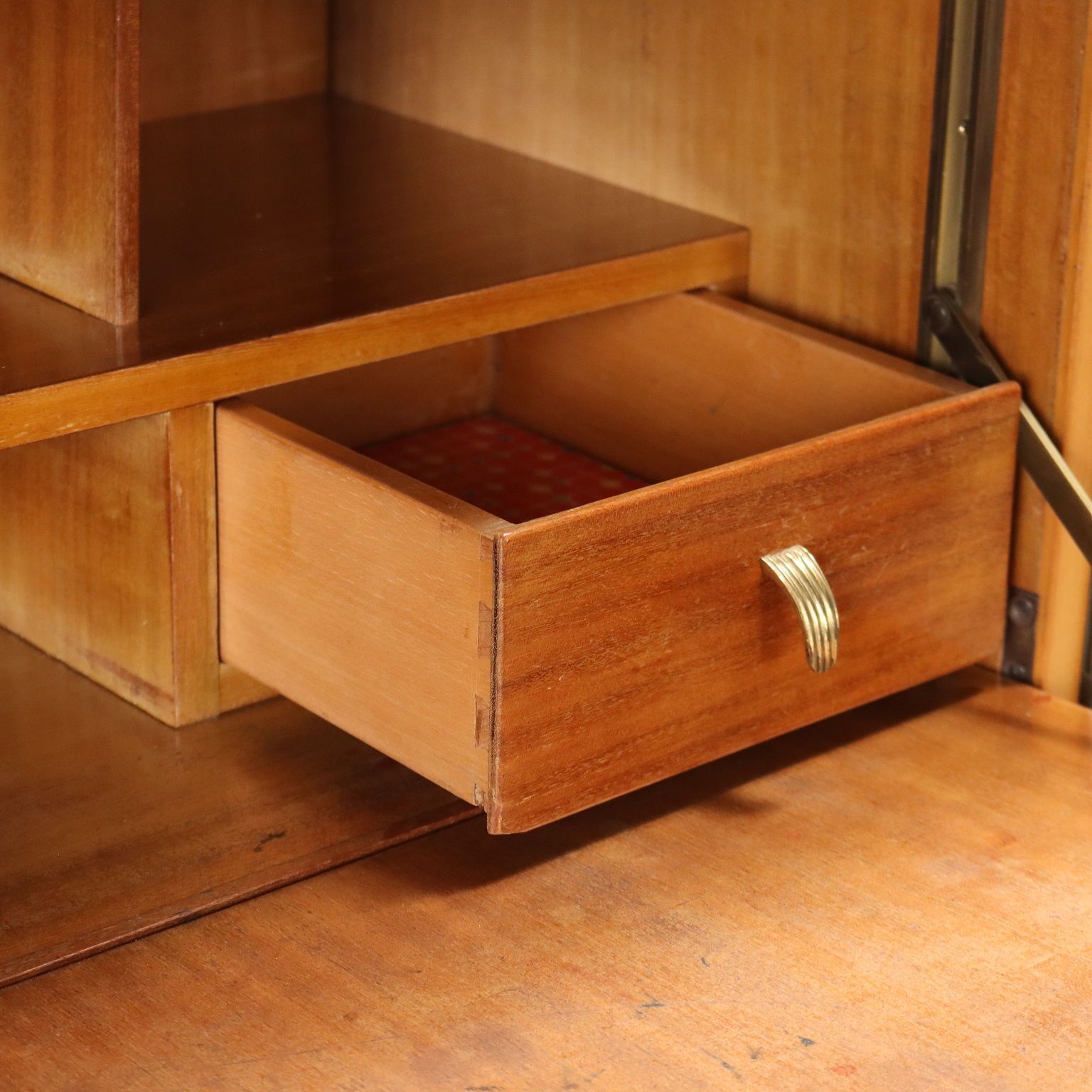 Vintage Cabinet Maple Veneer Glass Top Design Italy 1950s photo buy