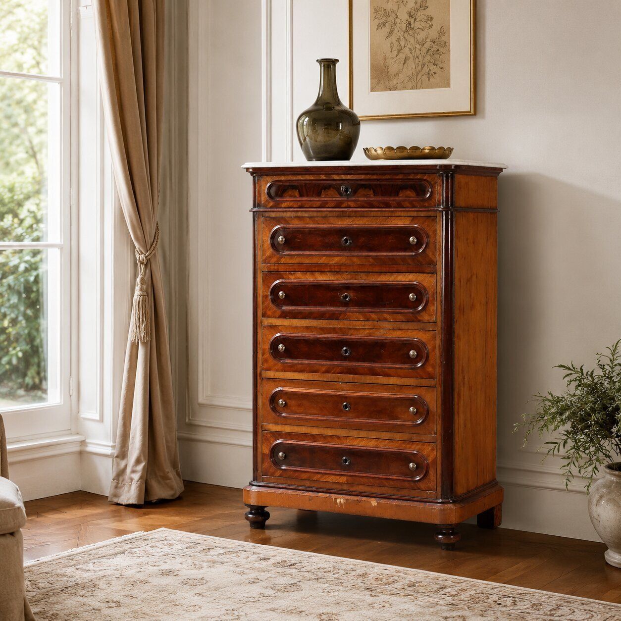 Antieke ladekast, kersenhout en populier, 19e eeuw photo furniture