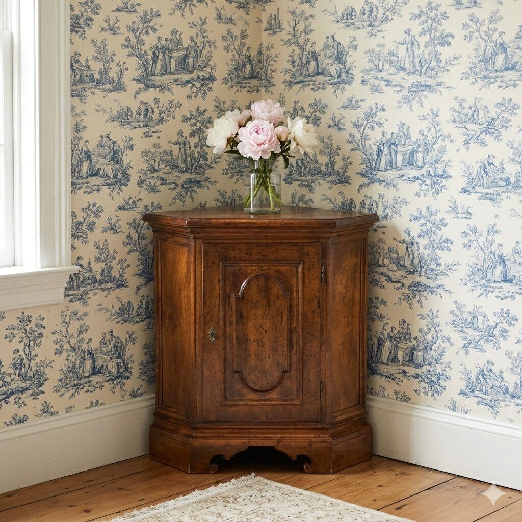Antique Corner Cabinet Baroque Style Walnut Mid XX Century photo furniture