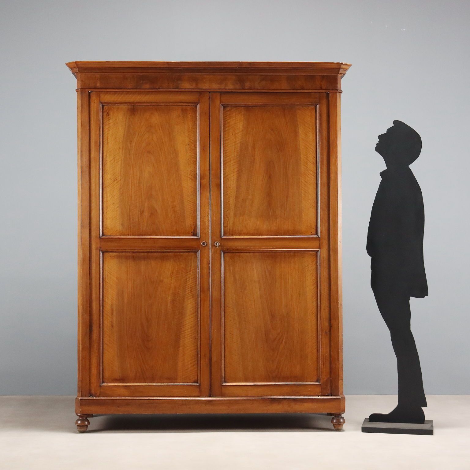 Antique Wardrobe Walnut 4 Compartments Italy XIX Century photo for sale
