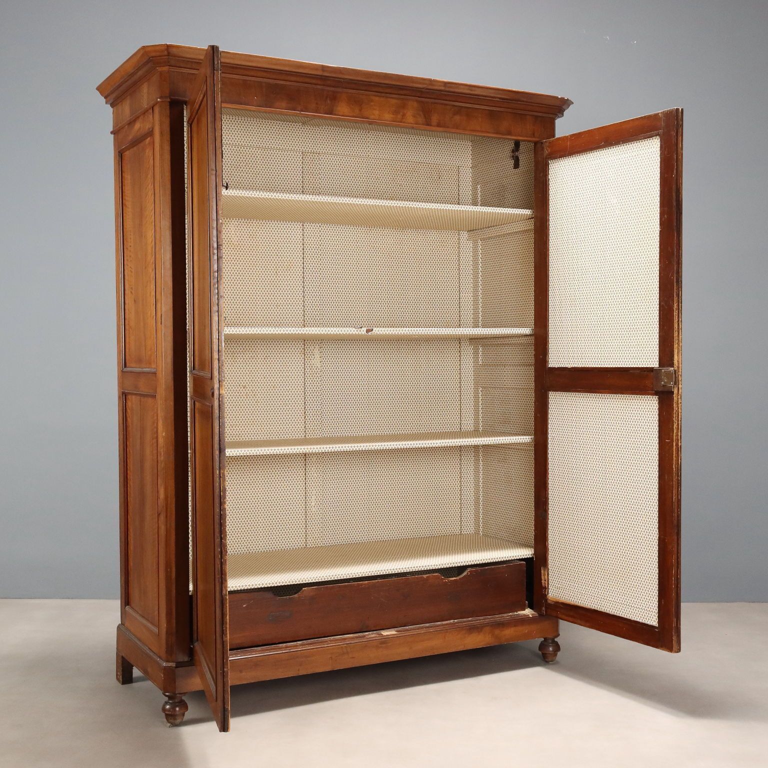 Antique Wardrobe Walnut 4 Compartments Italy XIX Century photo Furniture