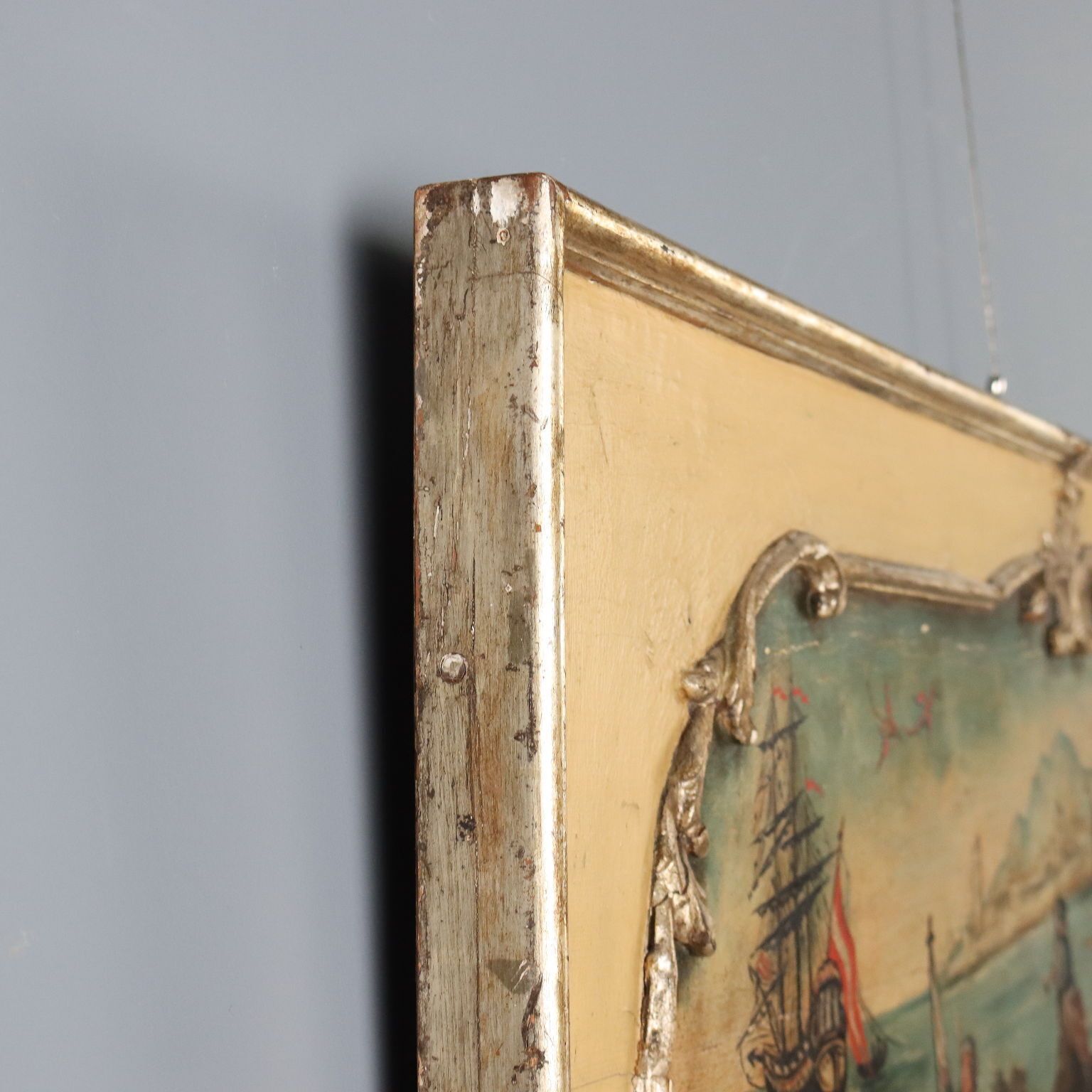 photo for sale Peinture d'époque, vue de mer et de port, huile sur panneau dur, XIXe siècle