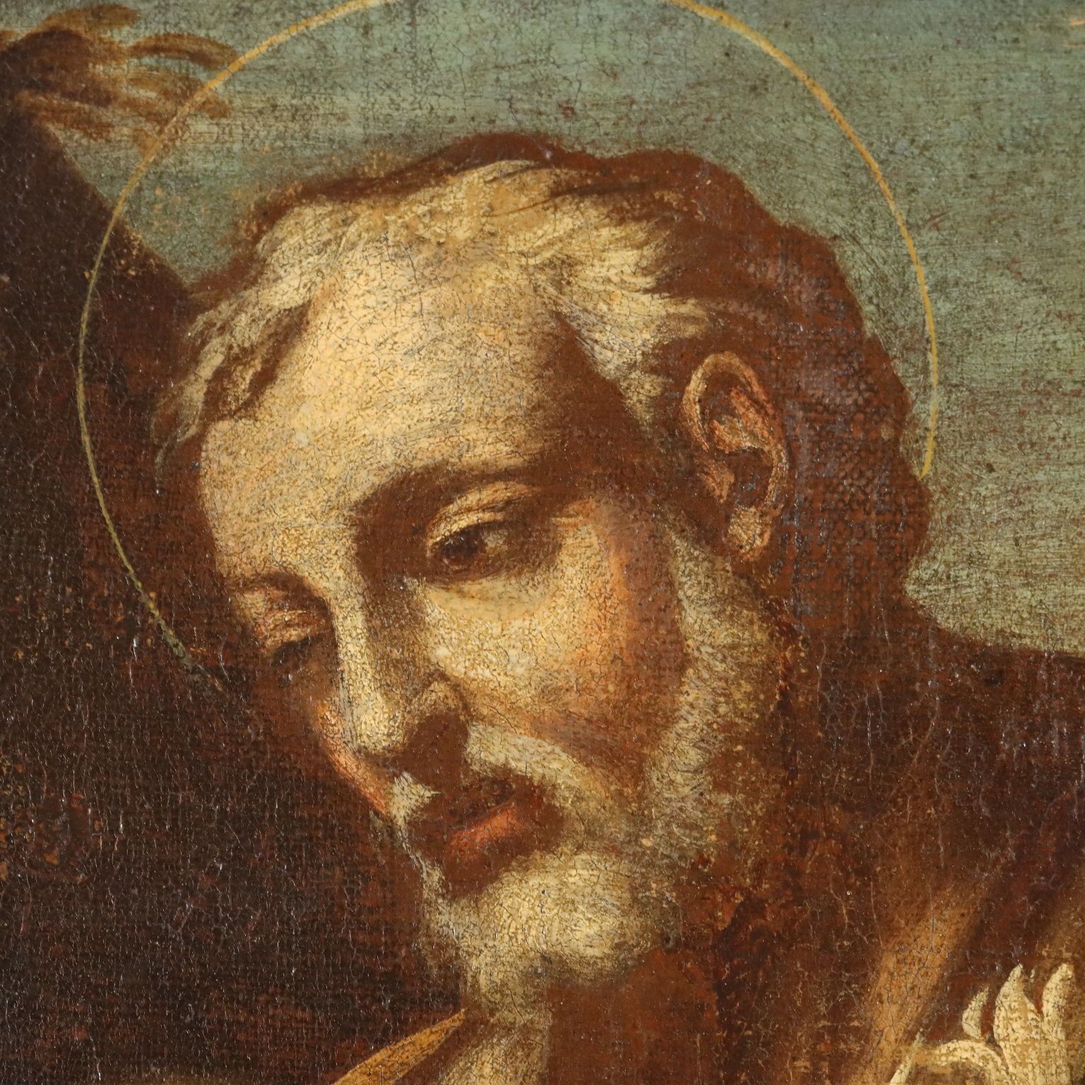 Antiek schilderij Heilige Jozef, olieverf op doek, Italië, 17e eeuw photo 1120.0