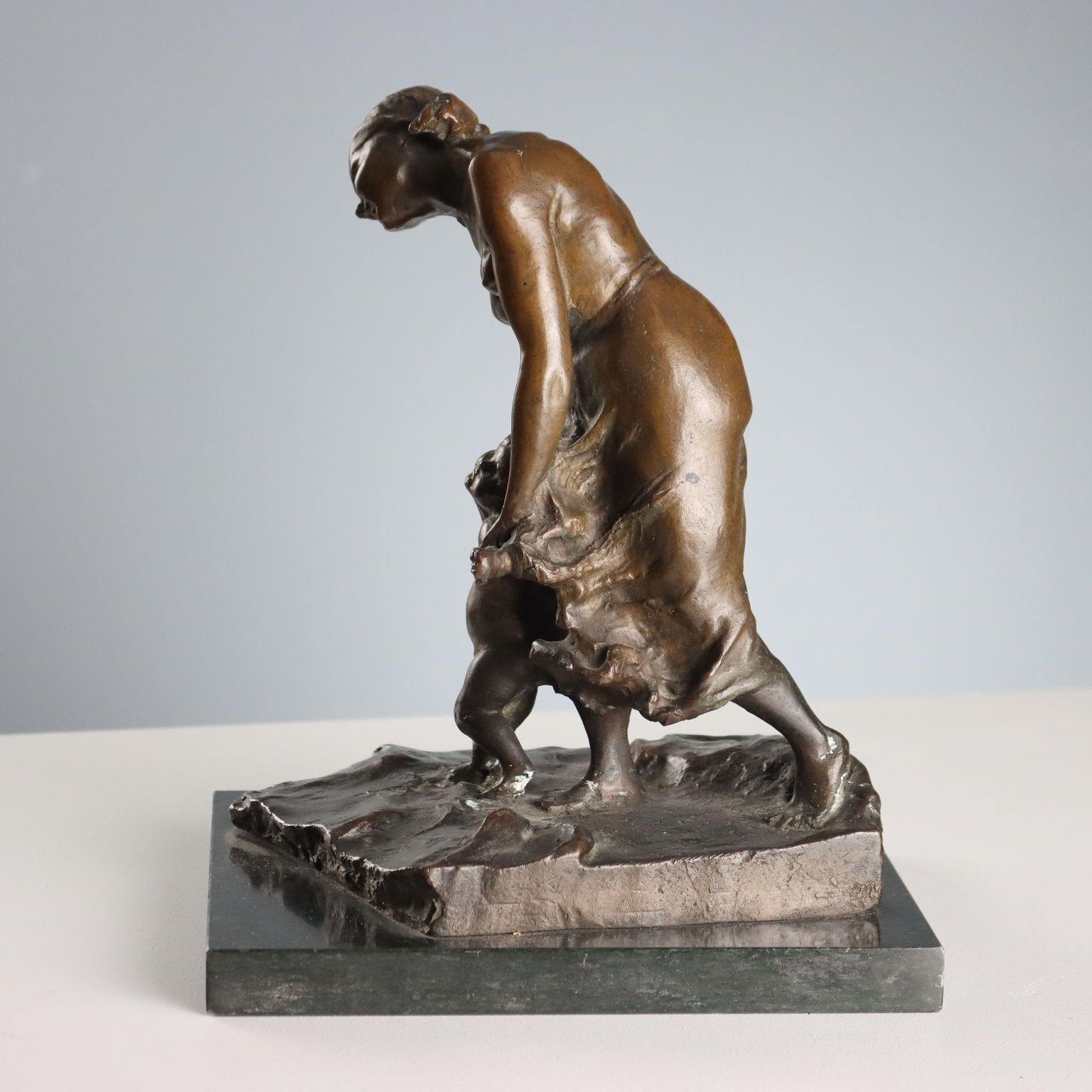 Antique Bronze Sculpture Mother With Child XX Century photo vinterior