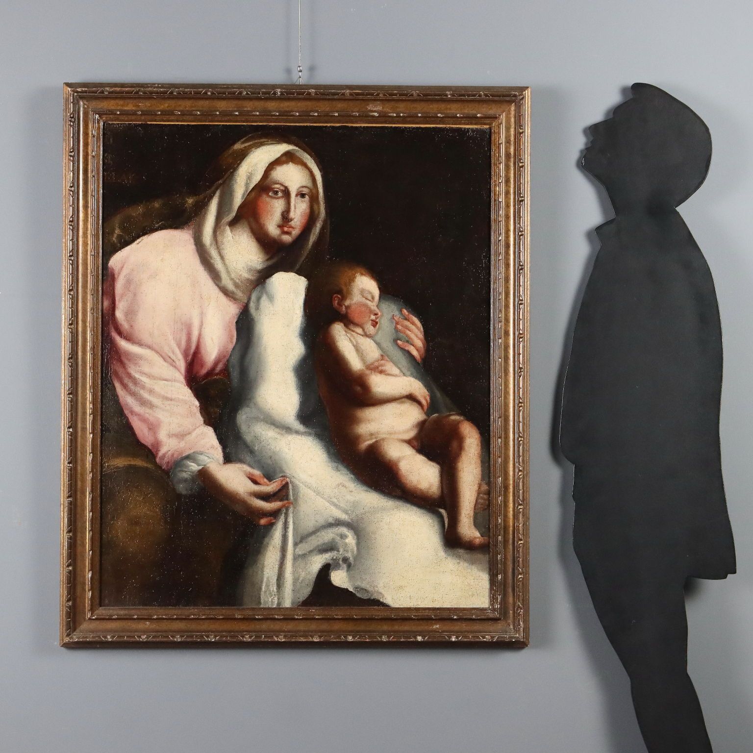 Tableau d'époque Vierge à l'Enfant, huile sur toile, XVIIIe siècle photo furniture