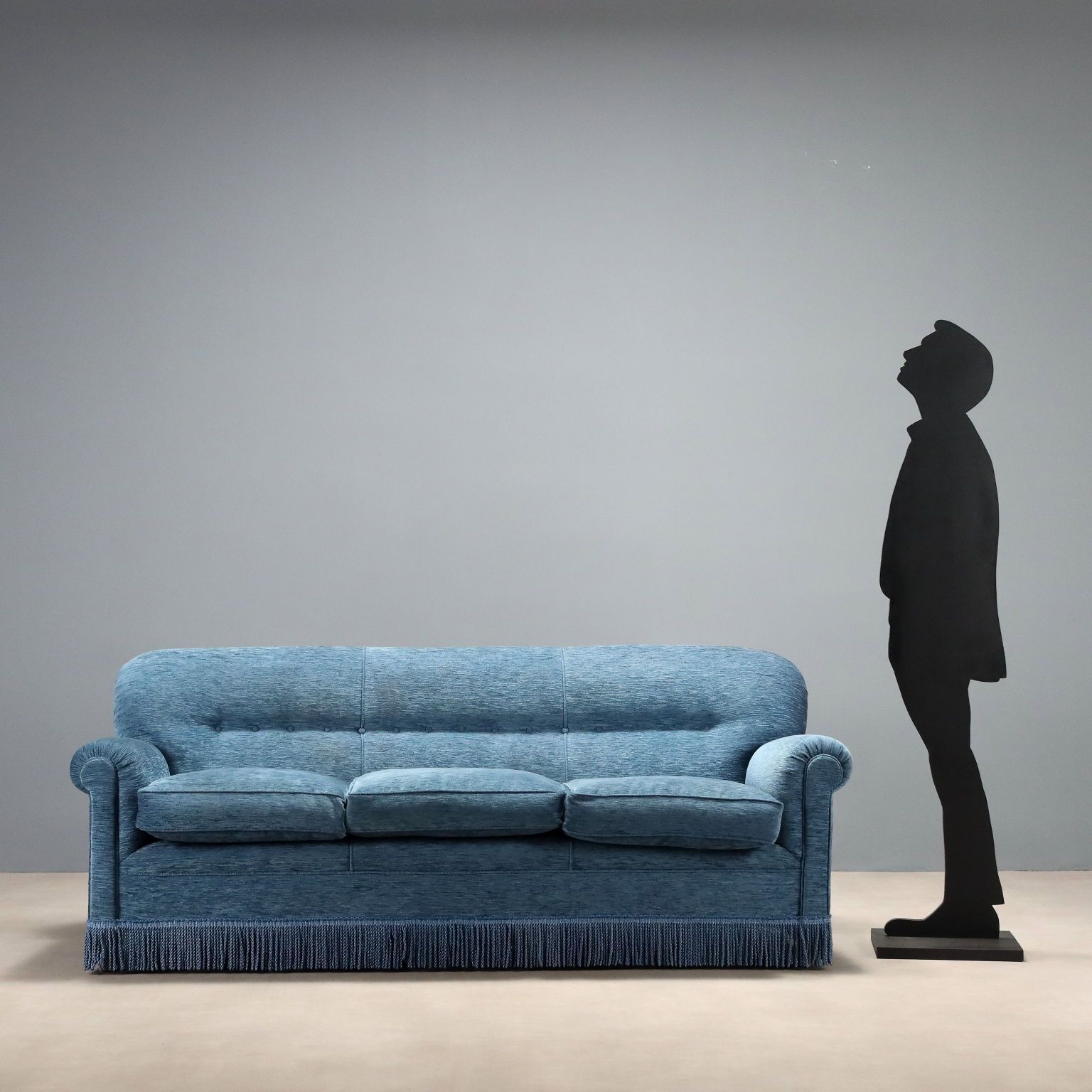 Vintage Sofa Velvet Spring Padding Design Italy 1950s photo for sale