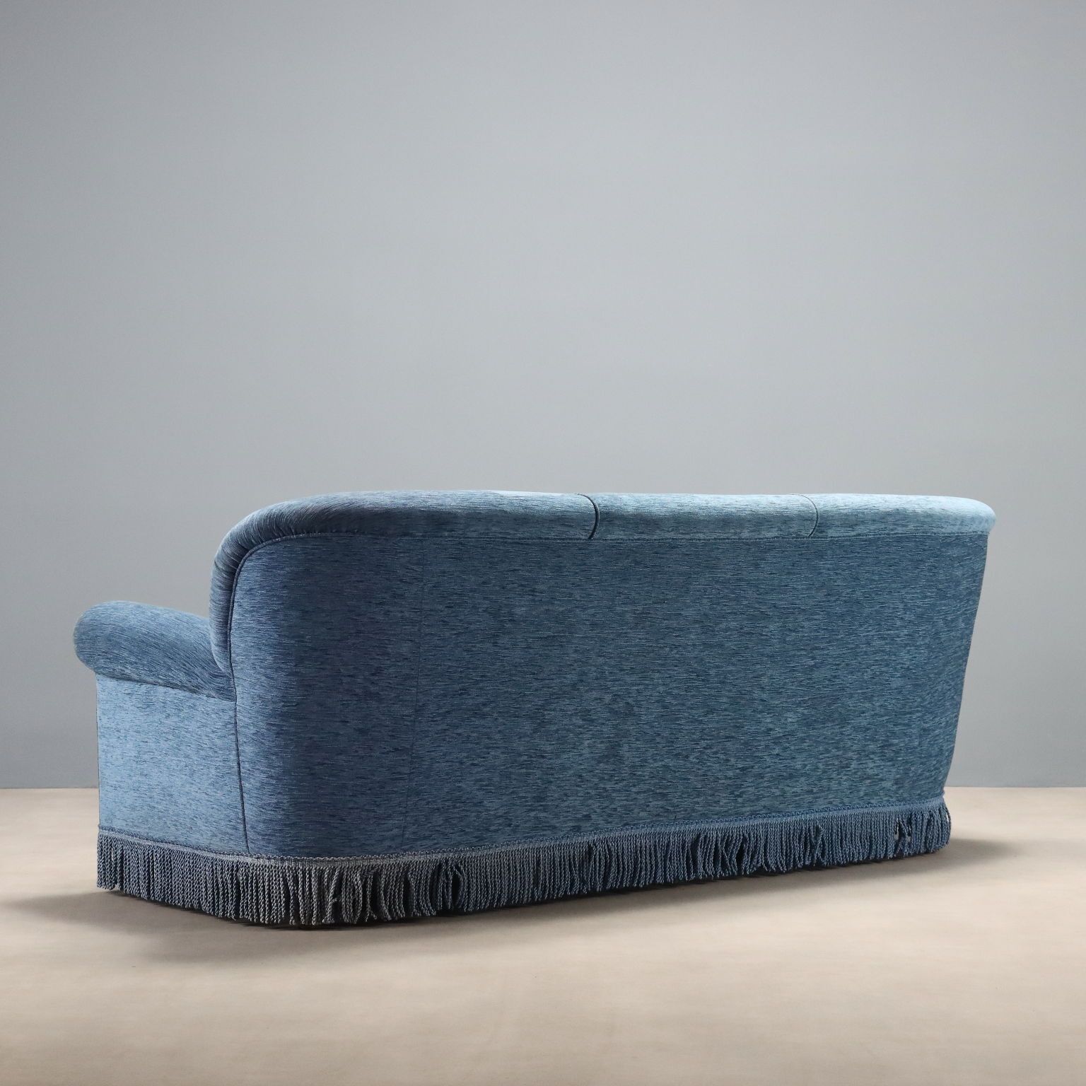 Furniture Vintage Sofa Velvet Spring Padding Design Italy 1950s photo