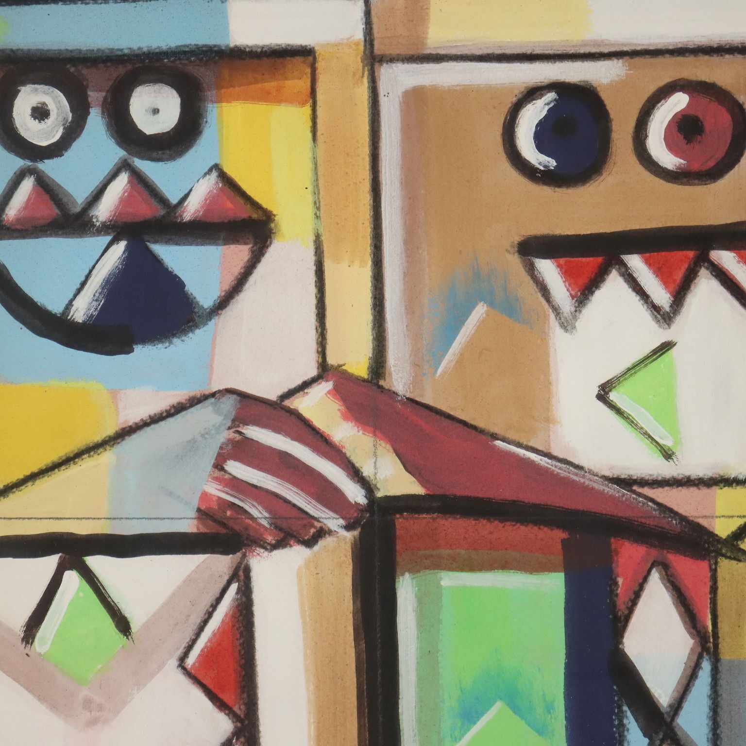 Contemporary Painting Signed Ibrahim Kodra Oil On Canvas photo vinterior