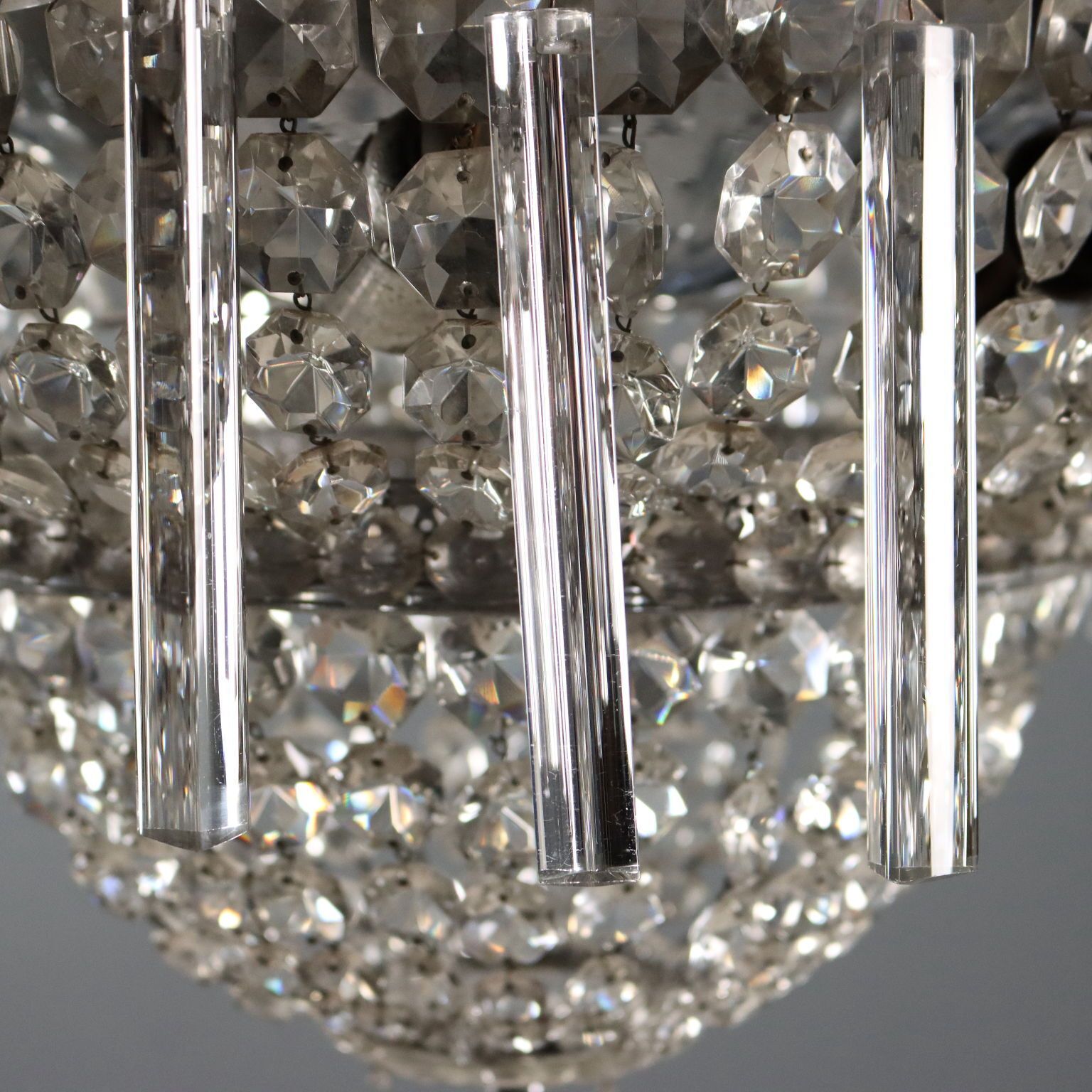 Antique Chandelier Empire Style Metal Glass Italy XX Century photo Lighting