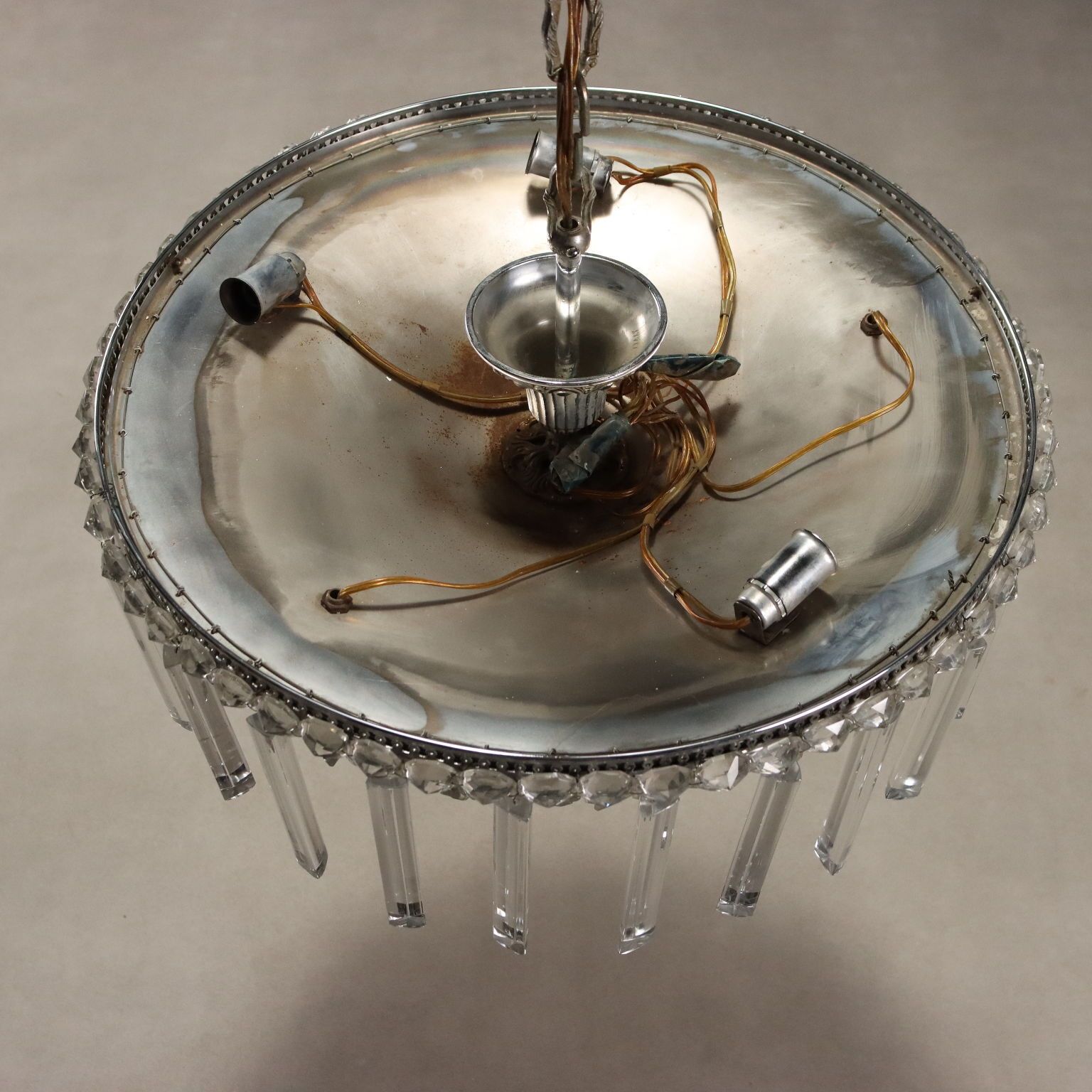 Antique Chandelier Empire Style Metal Glass Italy XX Century photo vinterior
