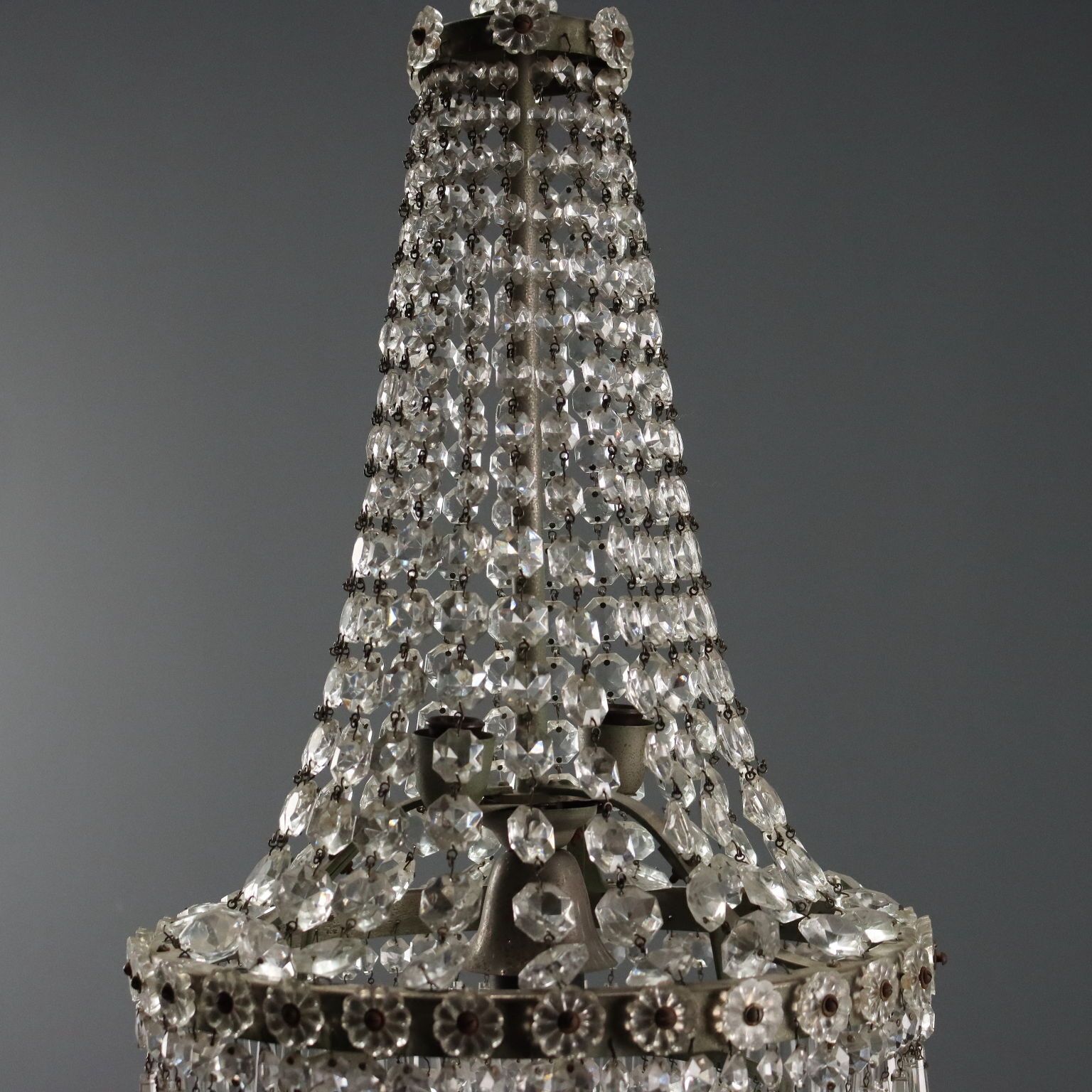 Antique Balloon Shaped Chandelier Glass Italy XIX Century photo Lighting