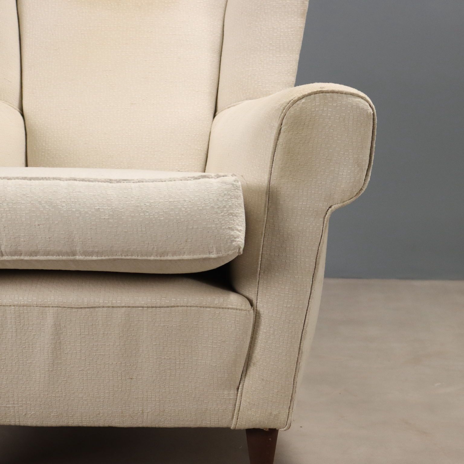 Vintage Bergère Fauteuil Beukenhout Stof Design jaren 1950 photo vinterior