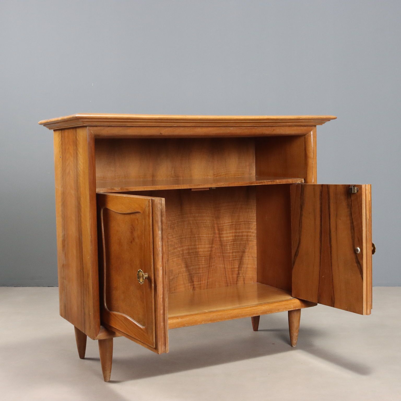 Vintage Small Cabinet Walnut Veneer Design 1950s photo Furniture