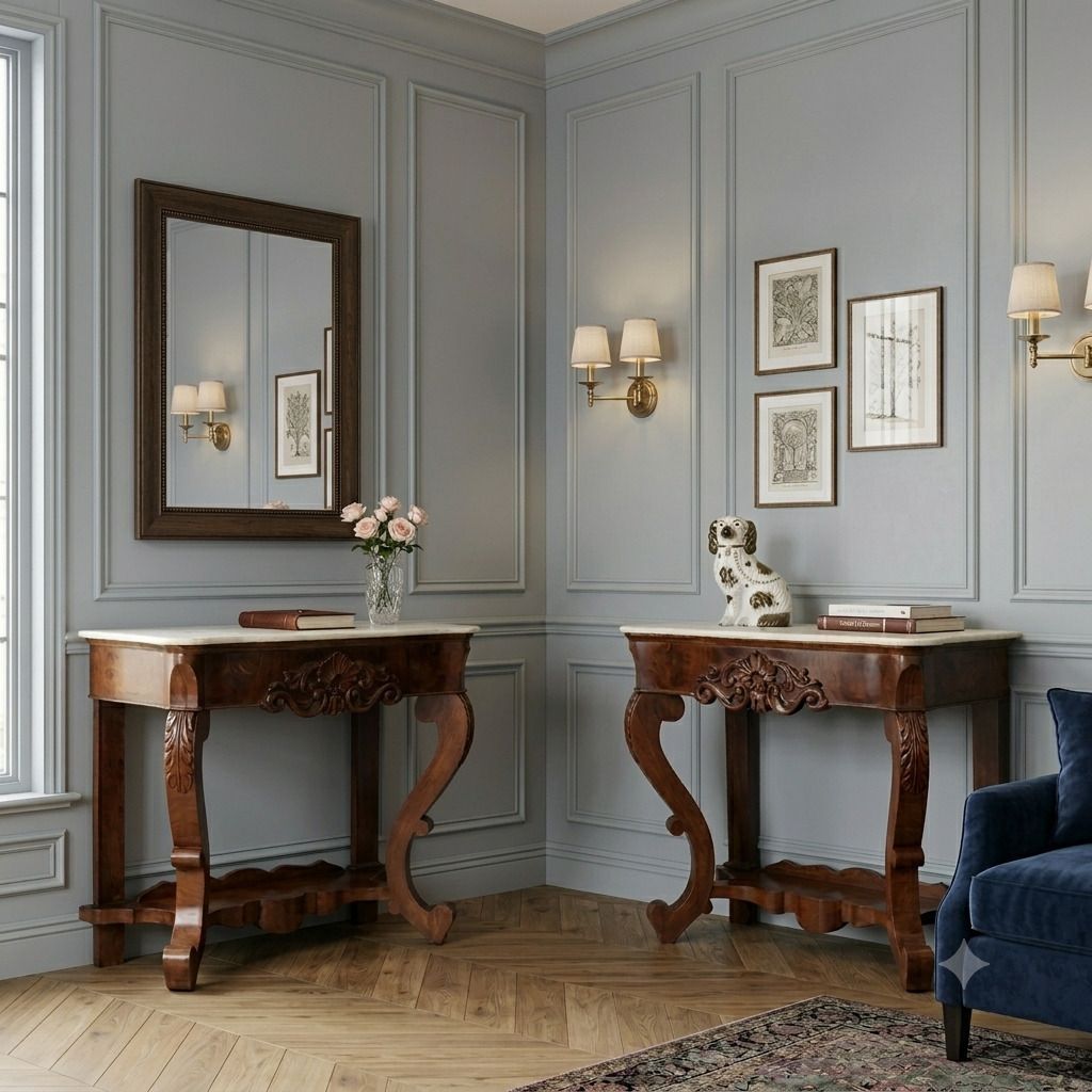 Coppia Di Consolle Luigi Filippo In Mogano photo furniture