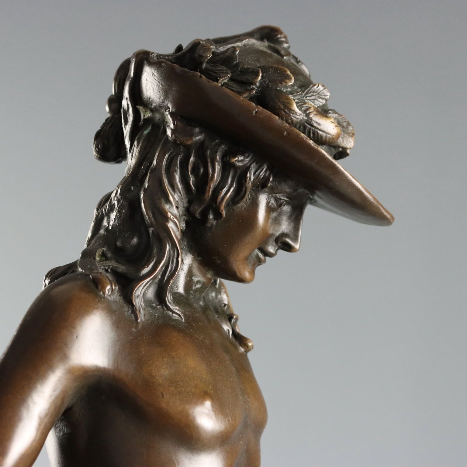 Sculpture en bronze d'époque, copie du David de Donatello, Italie, XXe siècle photo vintage