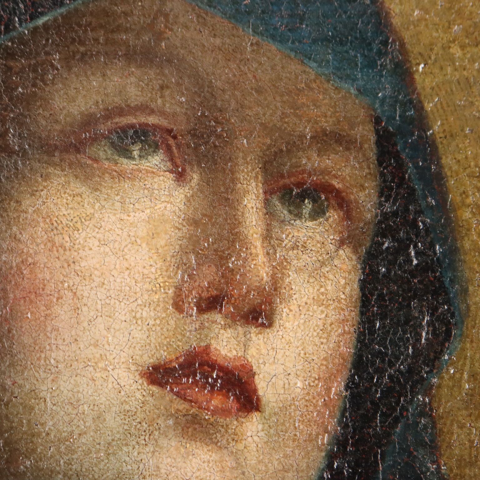 Antique Painting The Virgin Mary Oil On Canvas Italy XVII Century photo Art