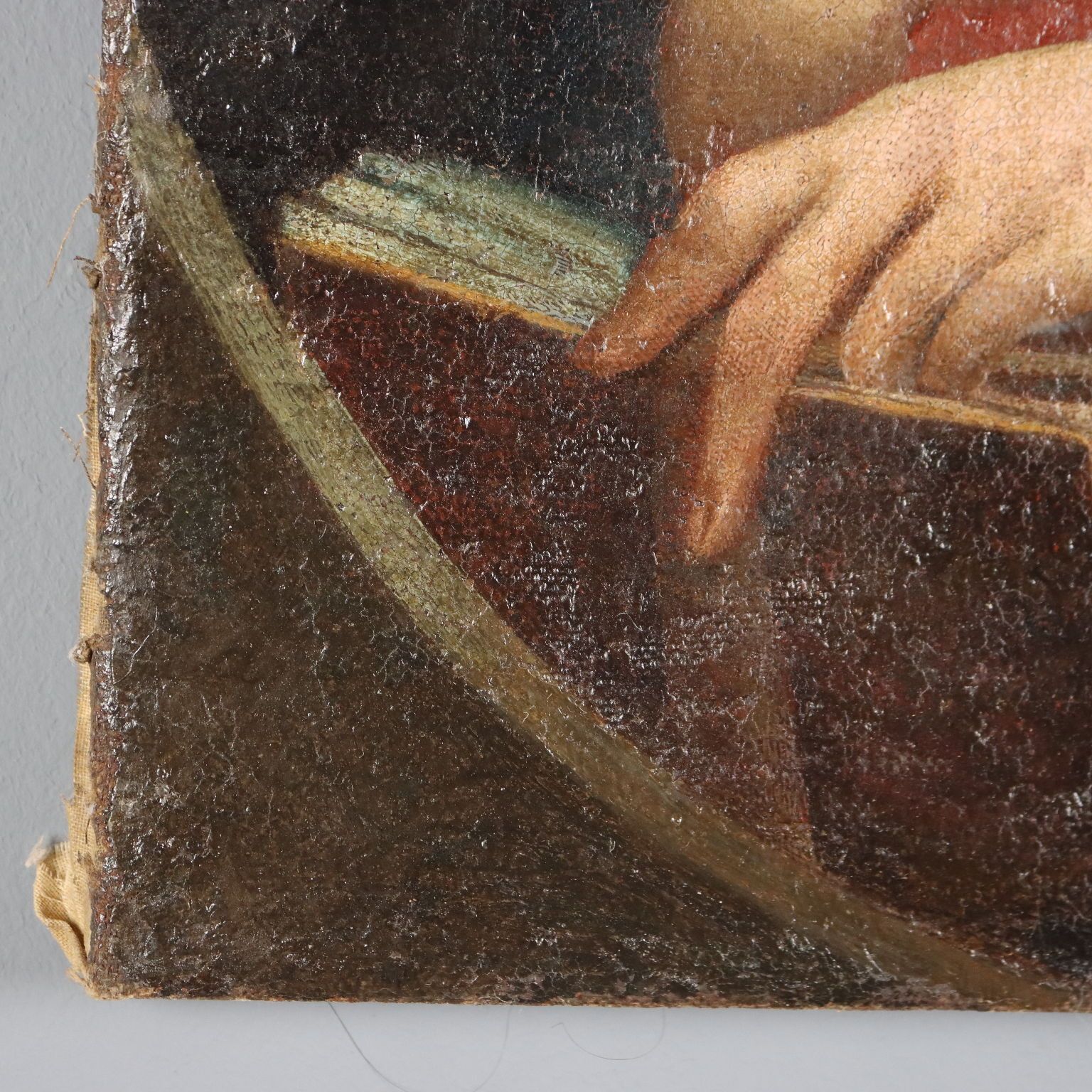 Antique Painting The Virgin Mary Oil On Canvas Italy XVII Century photo vinterior