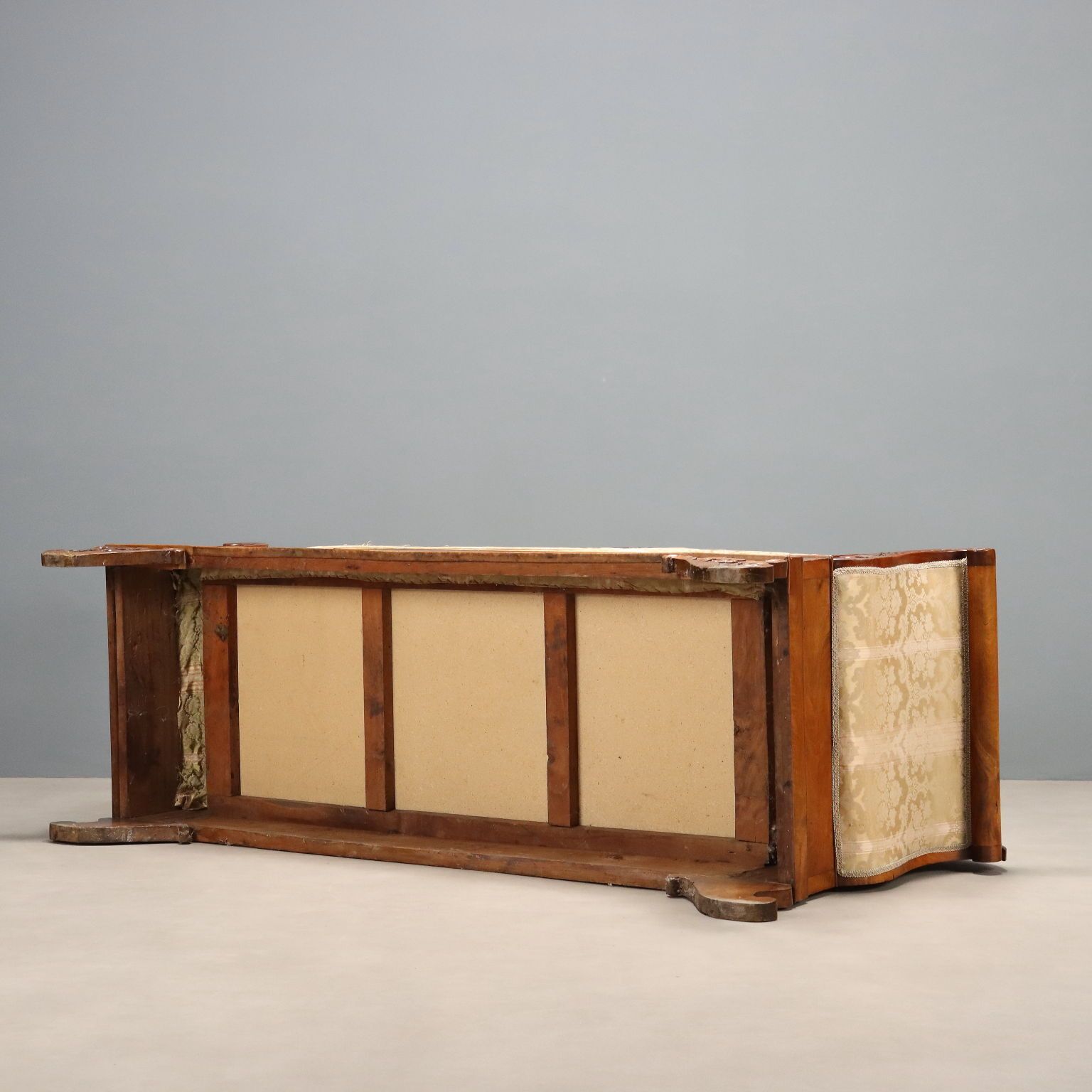 Furniture Antique Sofa Walnut Fabric Italy XIX Century photo