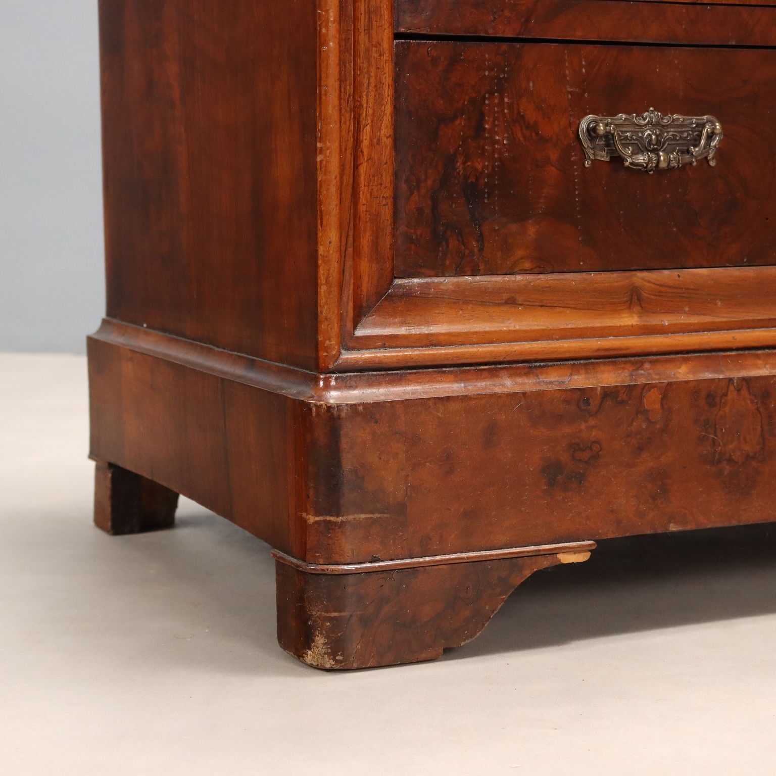photo furniture Antique Chest Of Drawers Charles X Walnut Oak 4 Drawers XIX Century