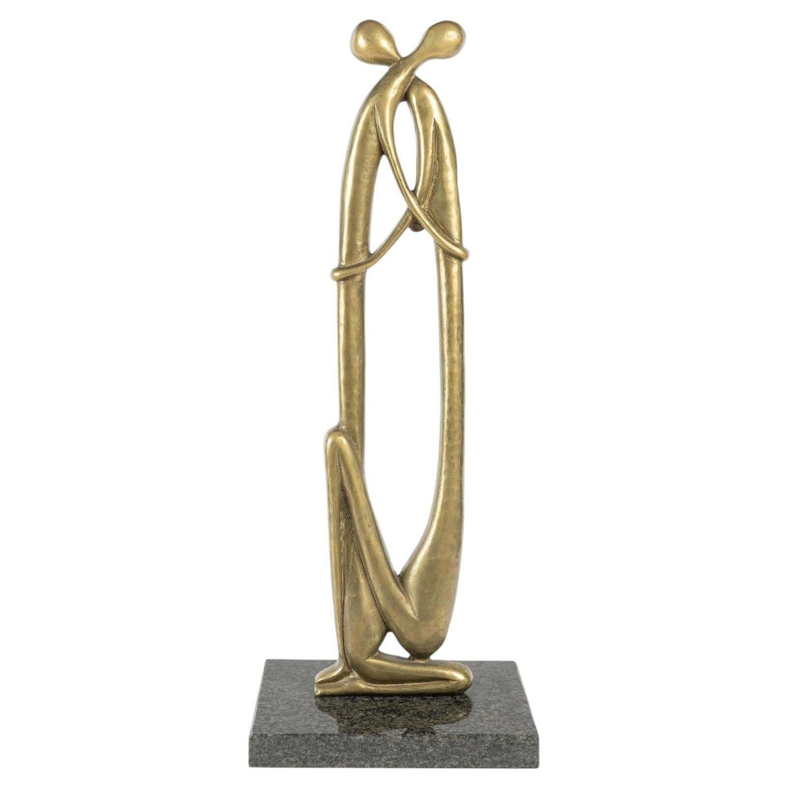Patina Finished Bronze Sculpture With A Granite Base, Circa 1950, 20th Century.