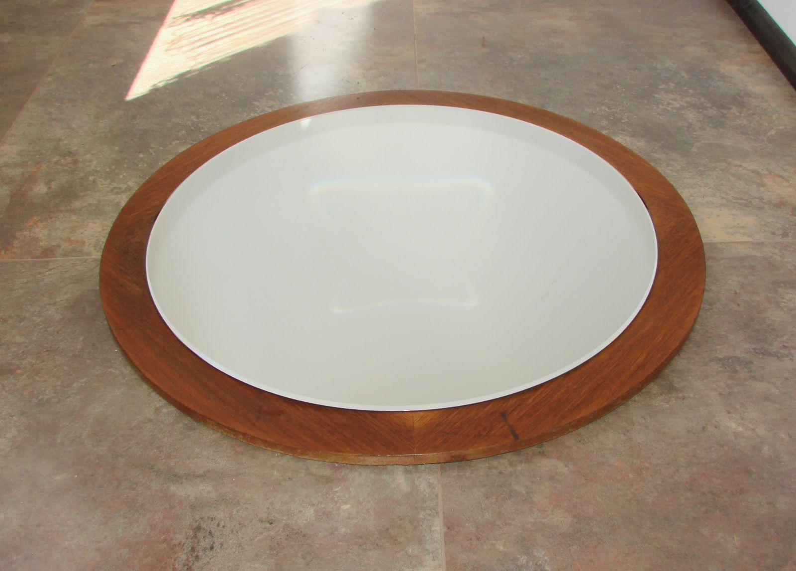 Ronde Teakhouten Spiegel, Jaren 1970 – Vintage, Diameter 70 Cm photo Woonaccessoires