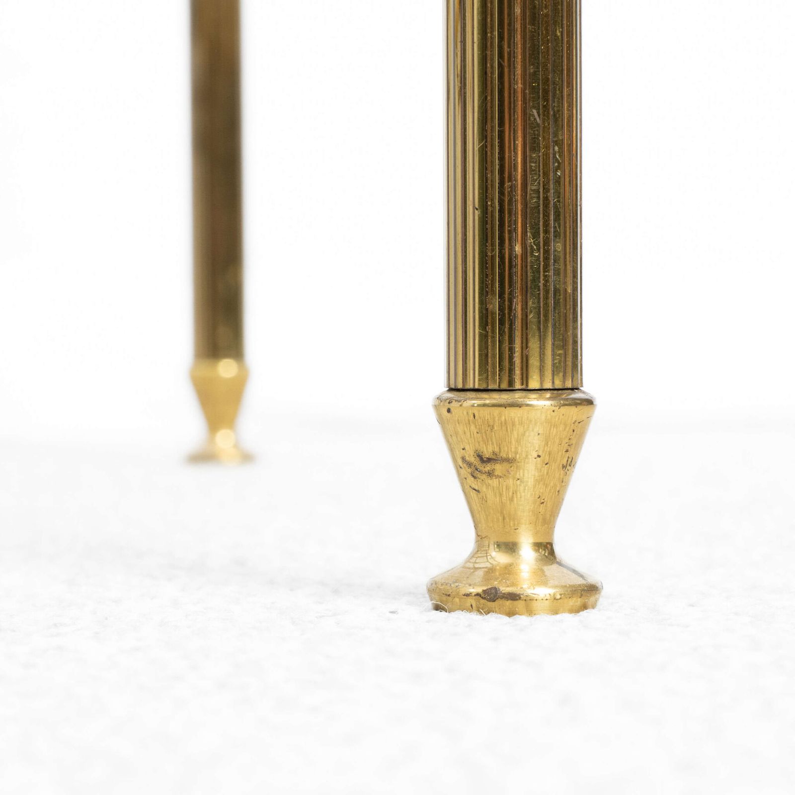 Pair Of French Mod Century Brass And Glass Low Tables photo Furniture