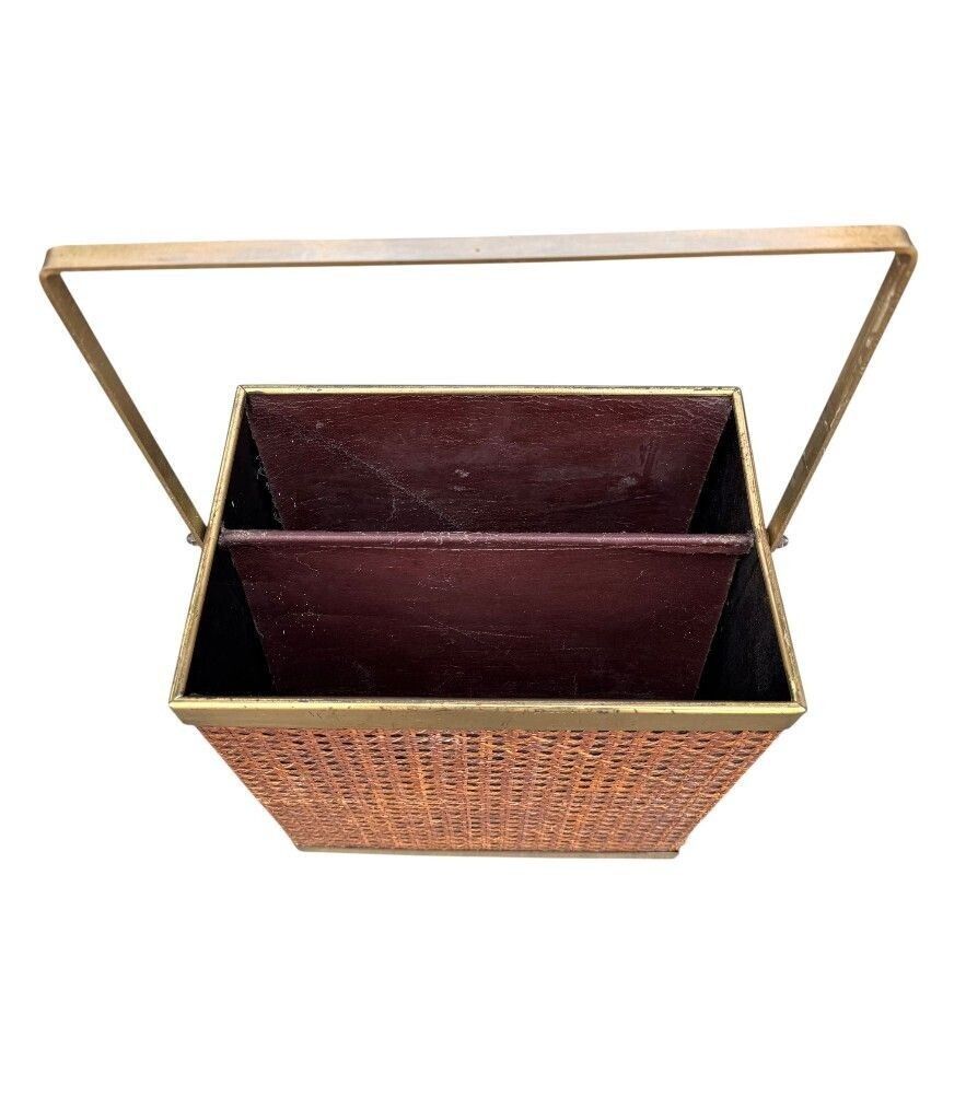 Home Decor An Italian 1970s Rattan And Gilt Metal Magazine Rack photo