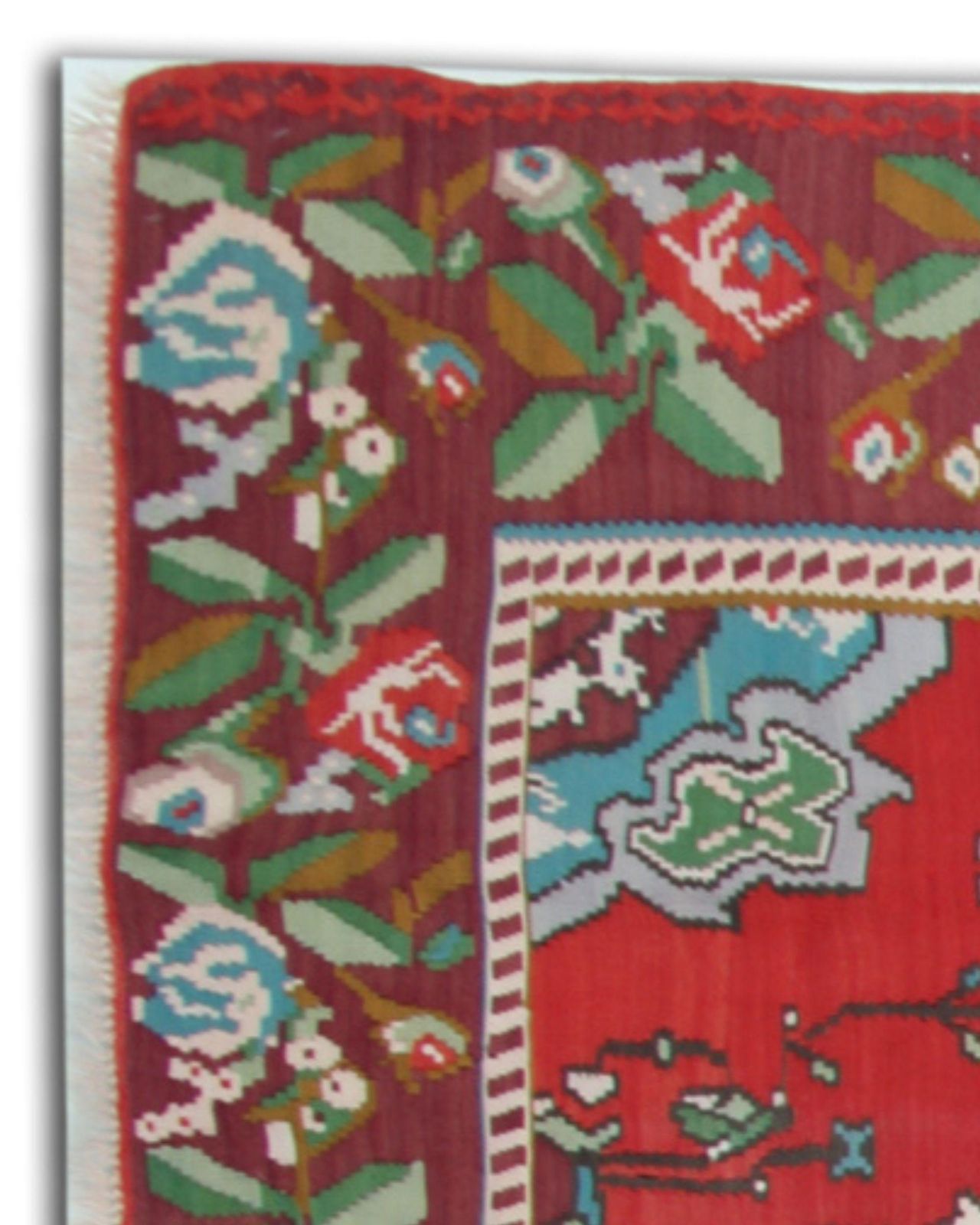 photo furniture Antique Kilim Rug Moldovian Red Floral Handmade Wool Flatweave Carpet Livingroom