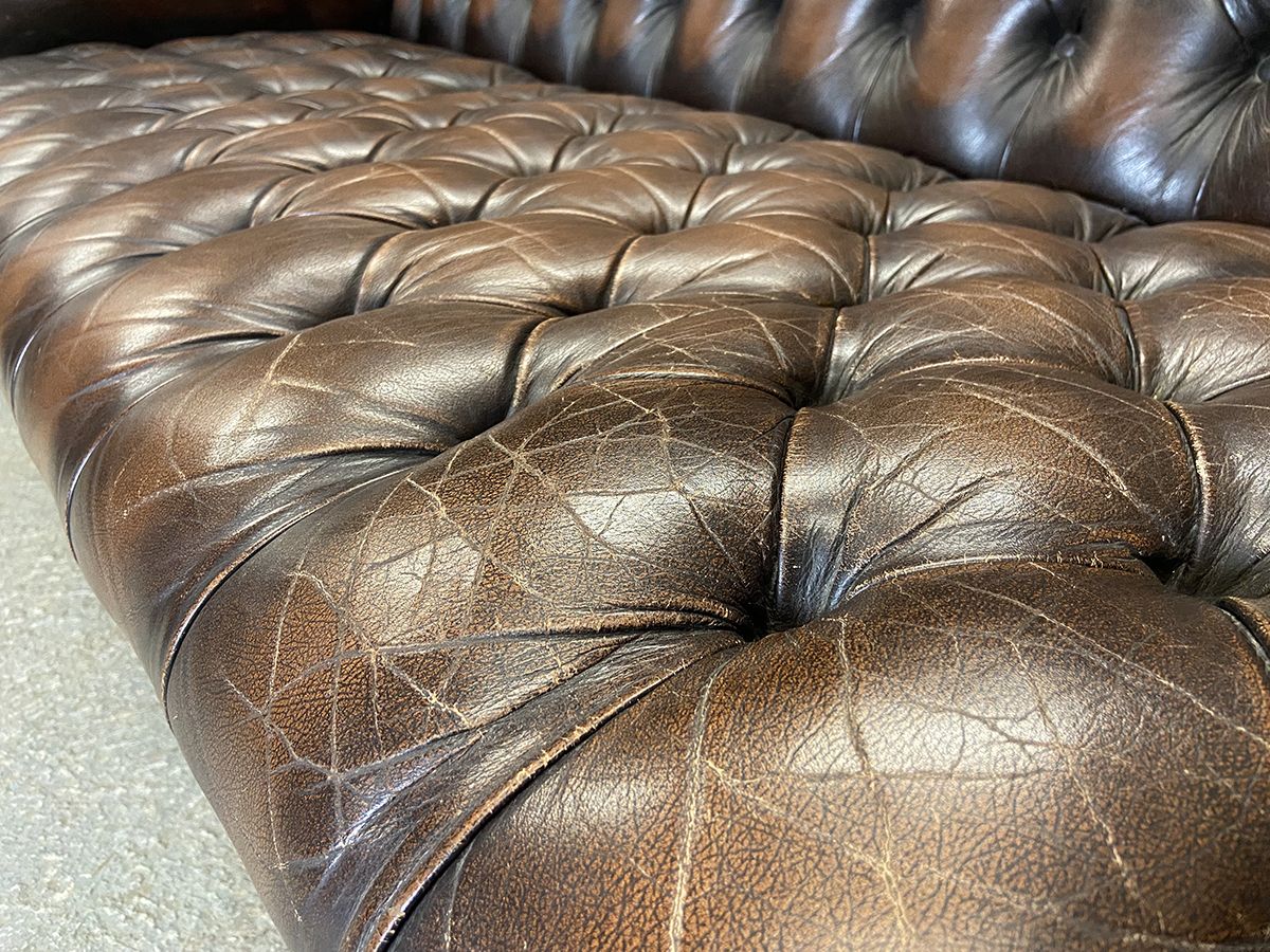 photo furniture Wingback Chesterfield Style Sofa, Circa 1980s.