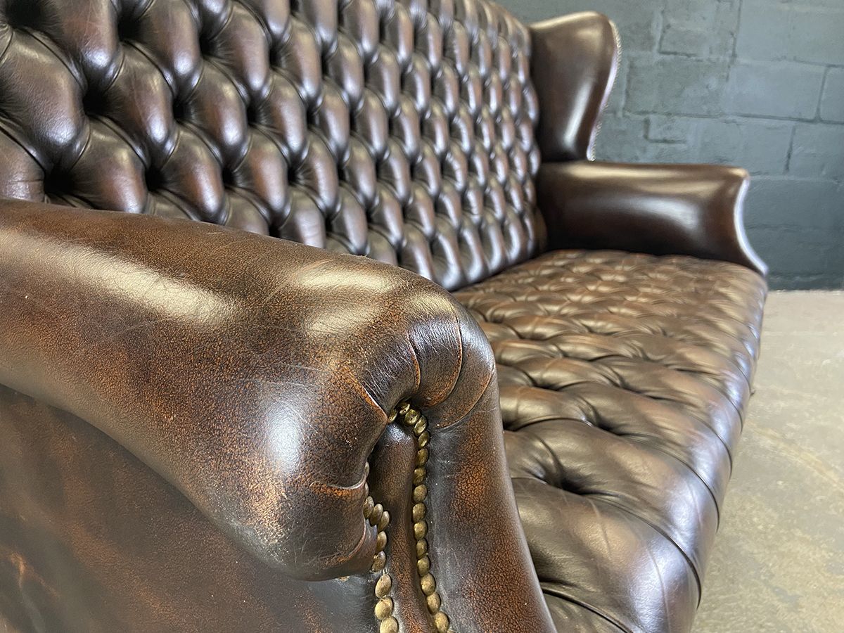Wingback Chesterfield Style Sofa, Circa 1980s. photo for sale