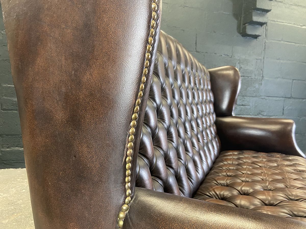 Wingback Chesterfield Style Sofa, Circa 1980s. photo Furniture