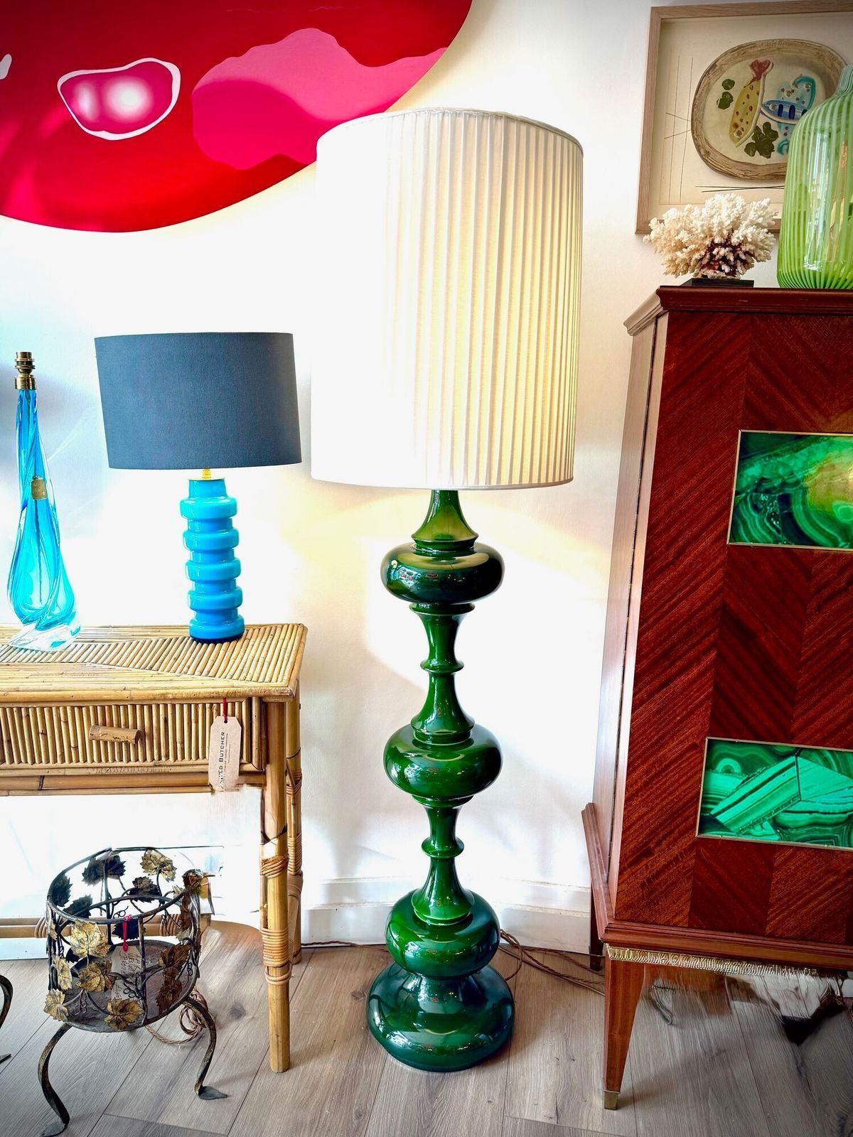 A Large German 1970s Ceramic Green Glazed Floor Lamp By Kaiser Leutchens photo furniture