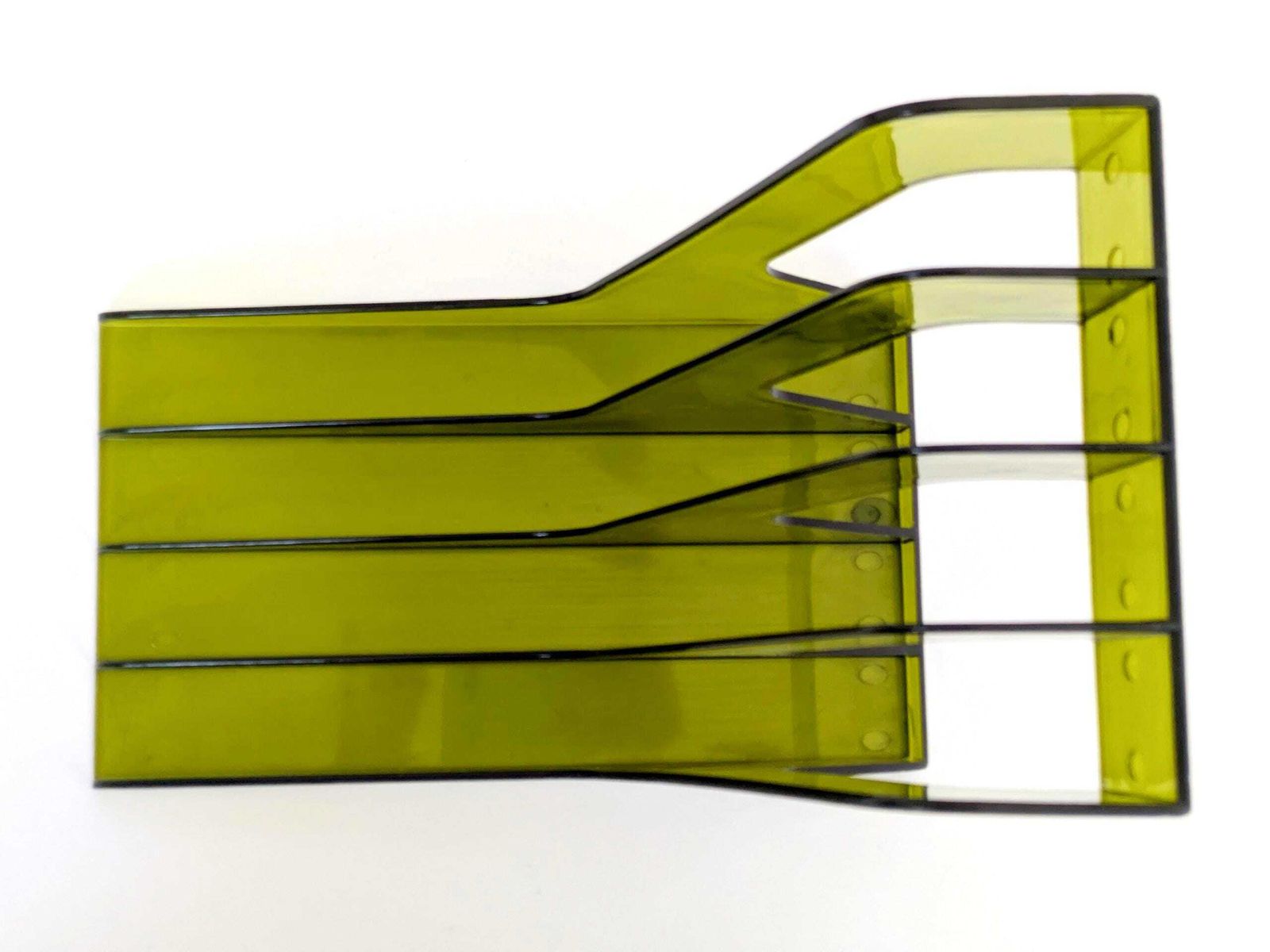photo furniture Vintage groene plexiglazen LP-platenrek – Space Age / Mid-Century – tafelmodel of wandmontage