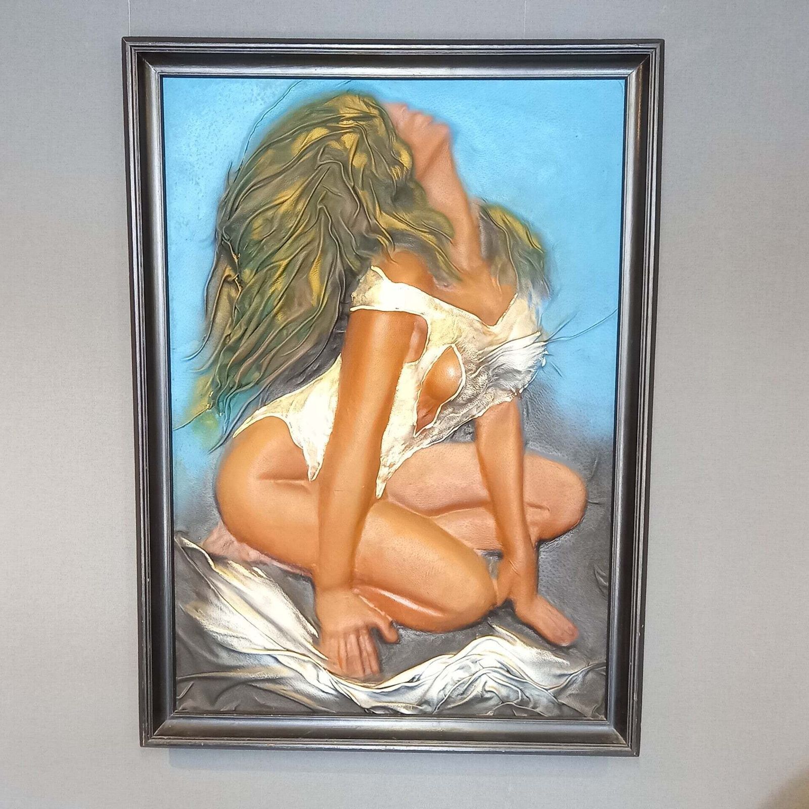 Leather Relief Painting, 1980s photo furniture