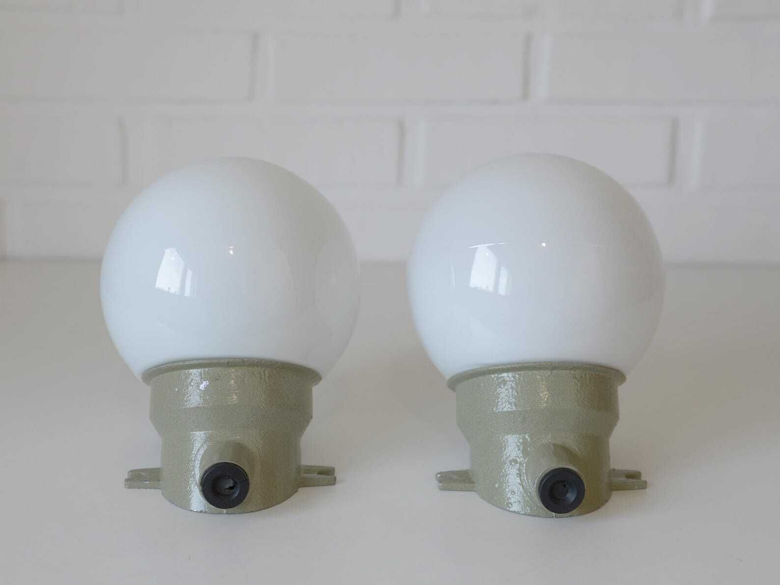 Pair Of Wall Lamps / Industrial Light Fixtures / Mid Century / Flush Mount Lights / Vintage Sconces / Yugoslavia 1960's photo 206.0