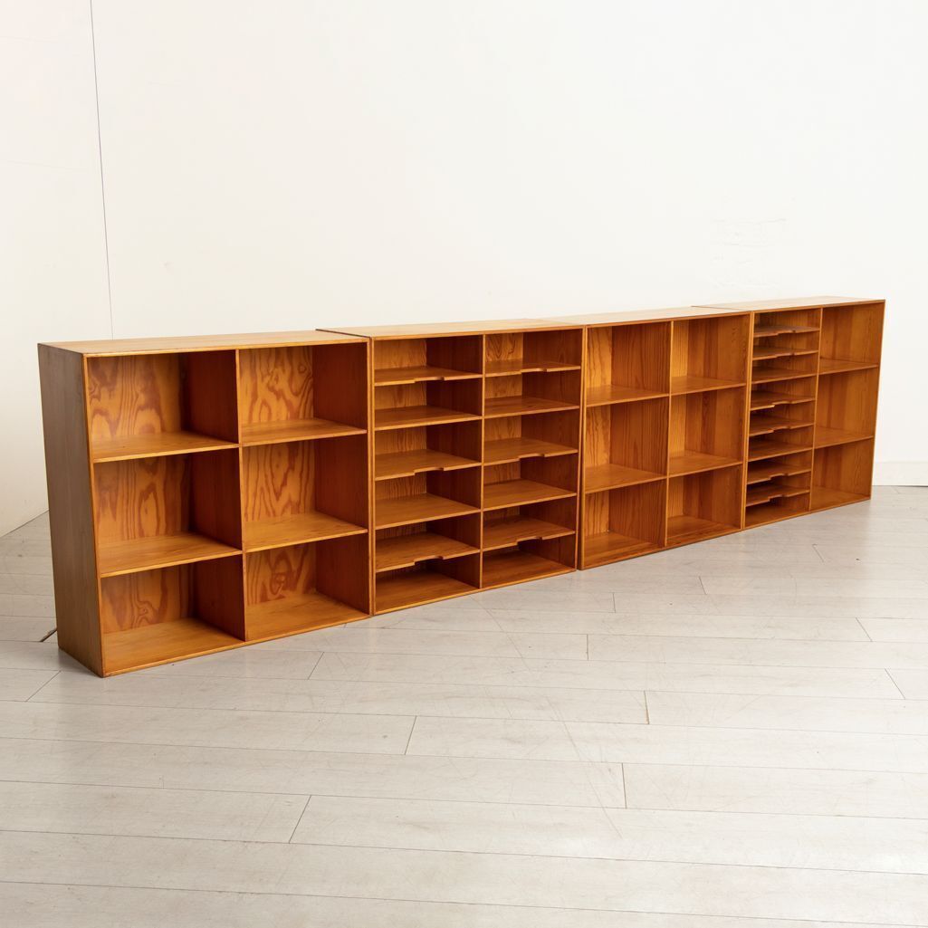 Set Of 4 Modular Bookcases In Oregon Pine By Mogens Koch For Rud Rasmussen, Denmark C.1975 photo for sale
