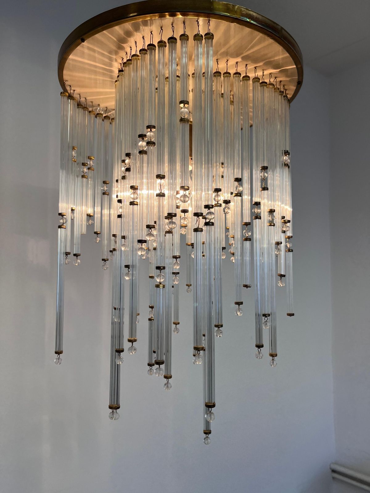 Kleine mid-century glazen kroonluchter/hanglamp van Kinkeldey, Duitsland, jaren 1970 photo vinterior