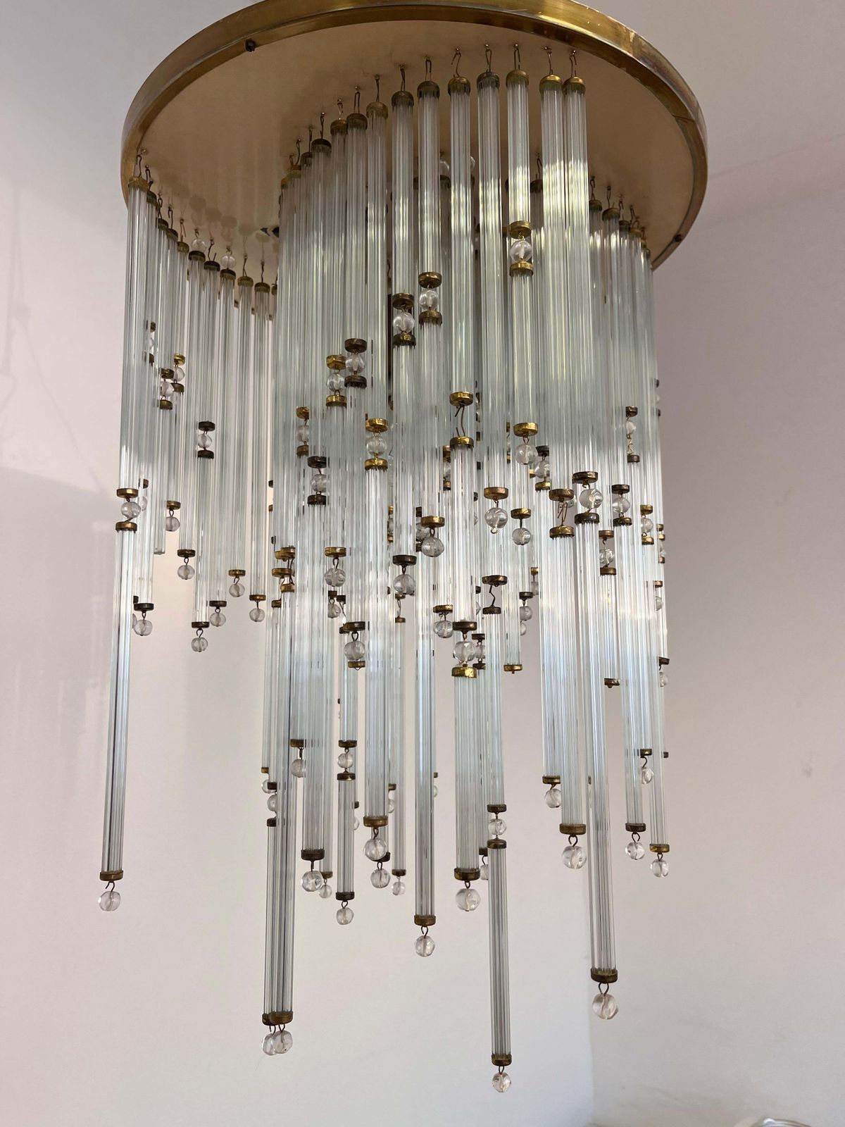 Kleine mid-century glazen kroonluchter/hanglamp van Kinkeldey, Duitsland, jaren 1970 photo vintage