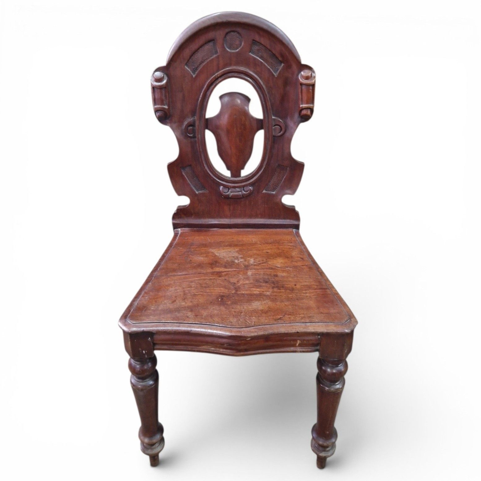 Antique Victorian Carved Mahogany Hall Chair Pierced Back Side Chair Decorative