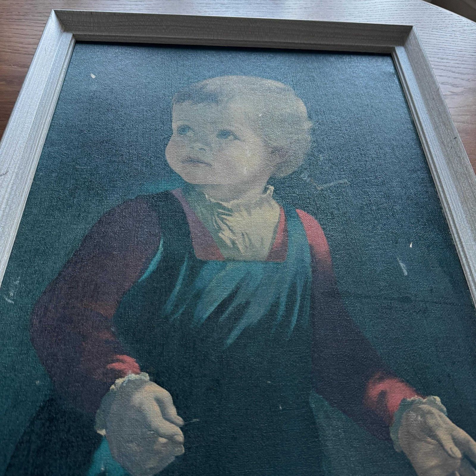 Vintage "Childhood" Crying Boy Framed Print By Anna Zinkeisen. photo vinterior