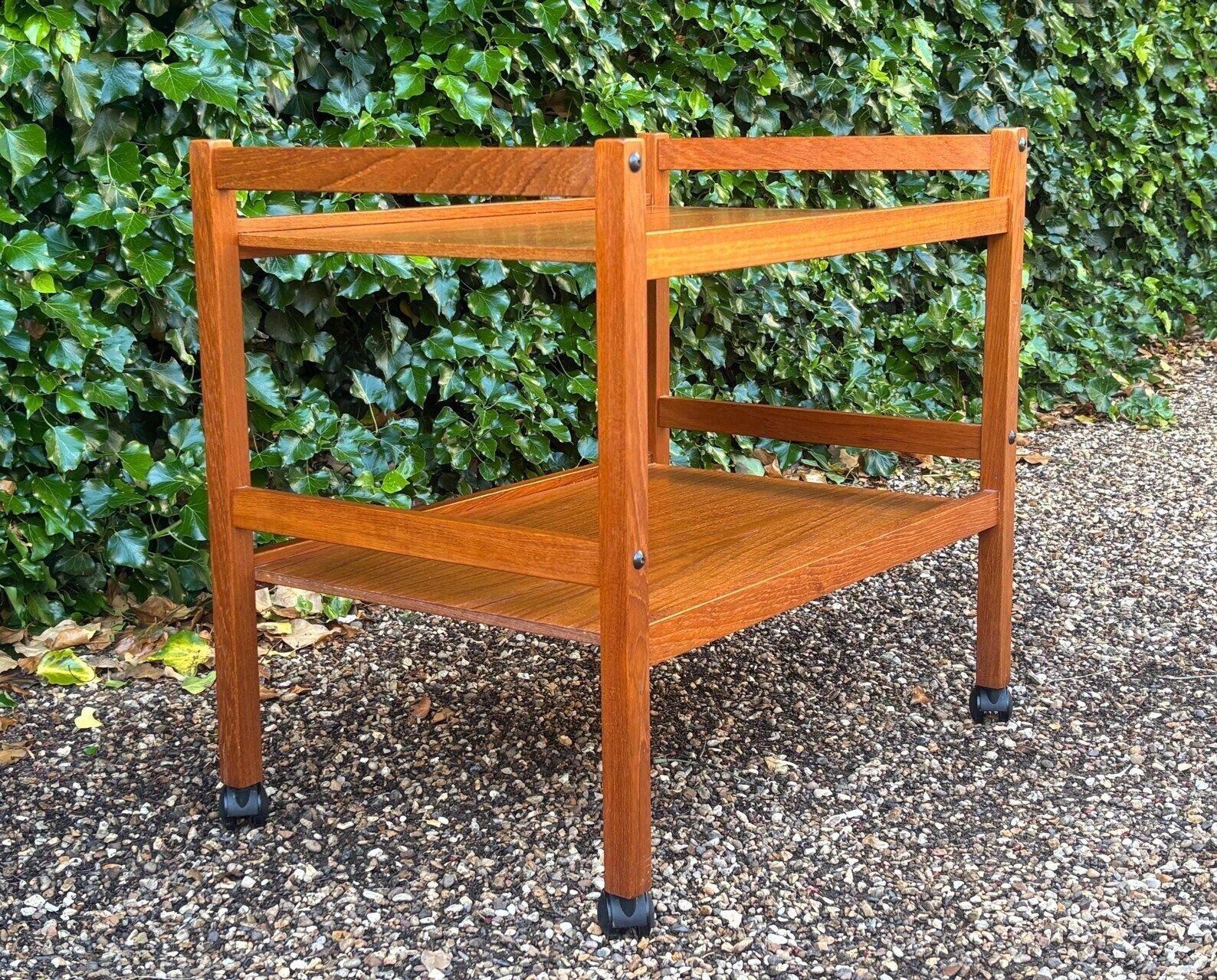 Danish Mid Century Two Tier Teak Trolley On Castors photo for sale