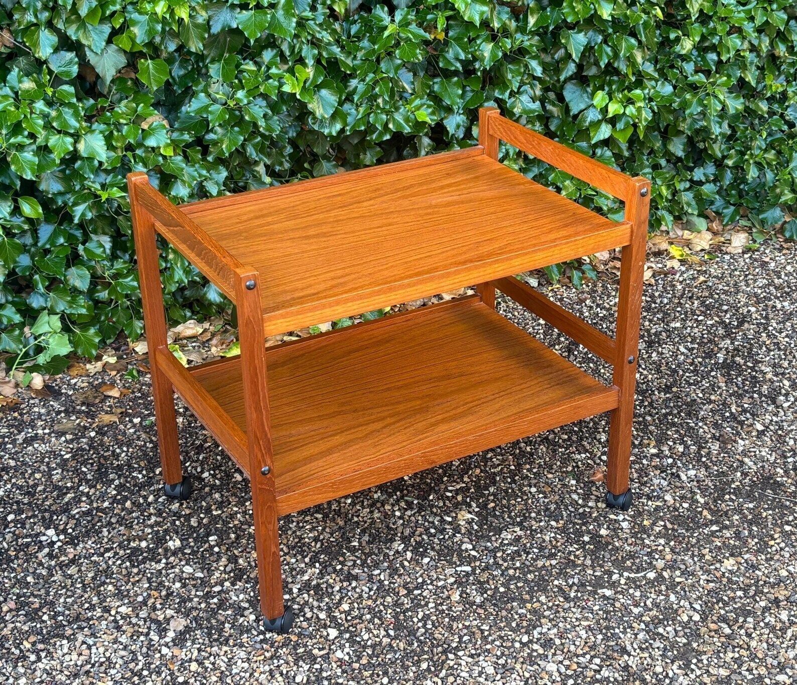 Danish Mid Century Two Tier Teak Trolley On Castors photo vinterior